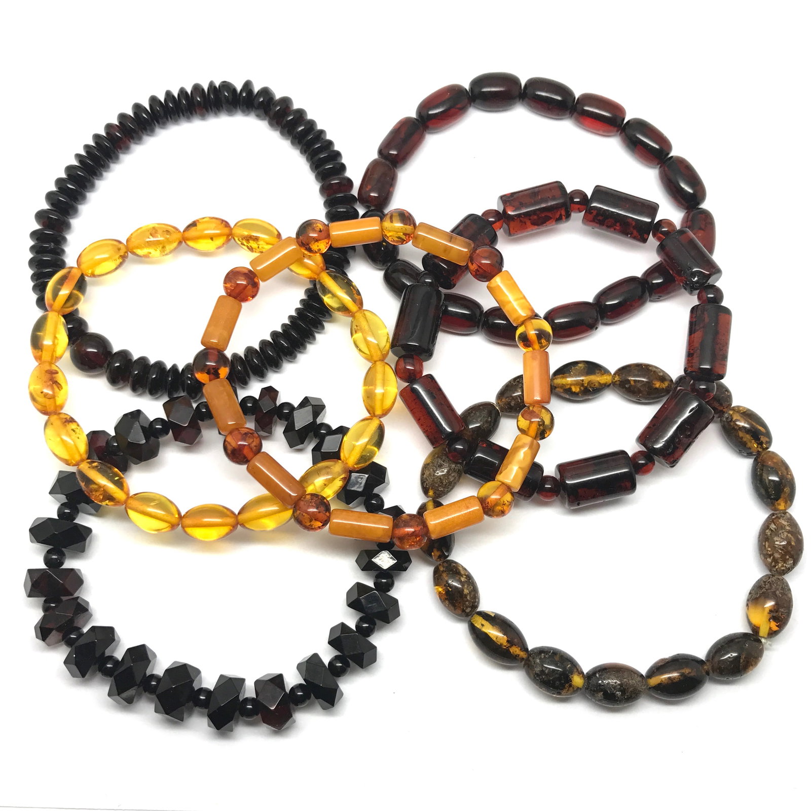 7x vintage bracelet Baltic amber various shape 48.7 grams - 8