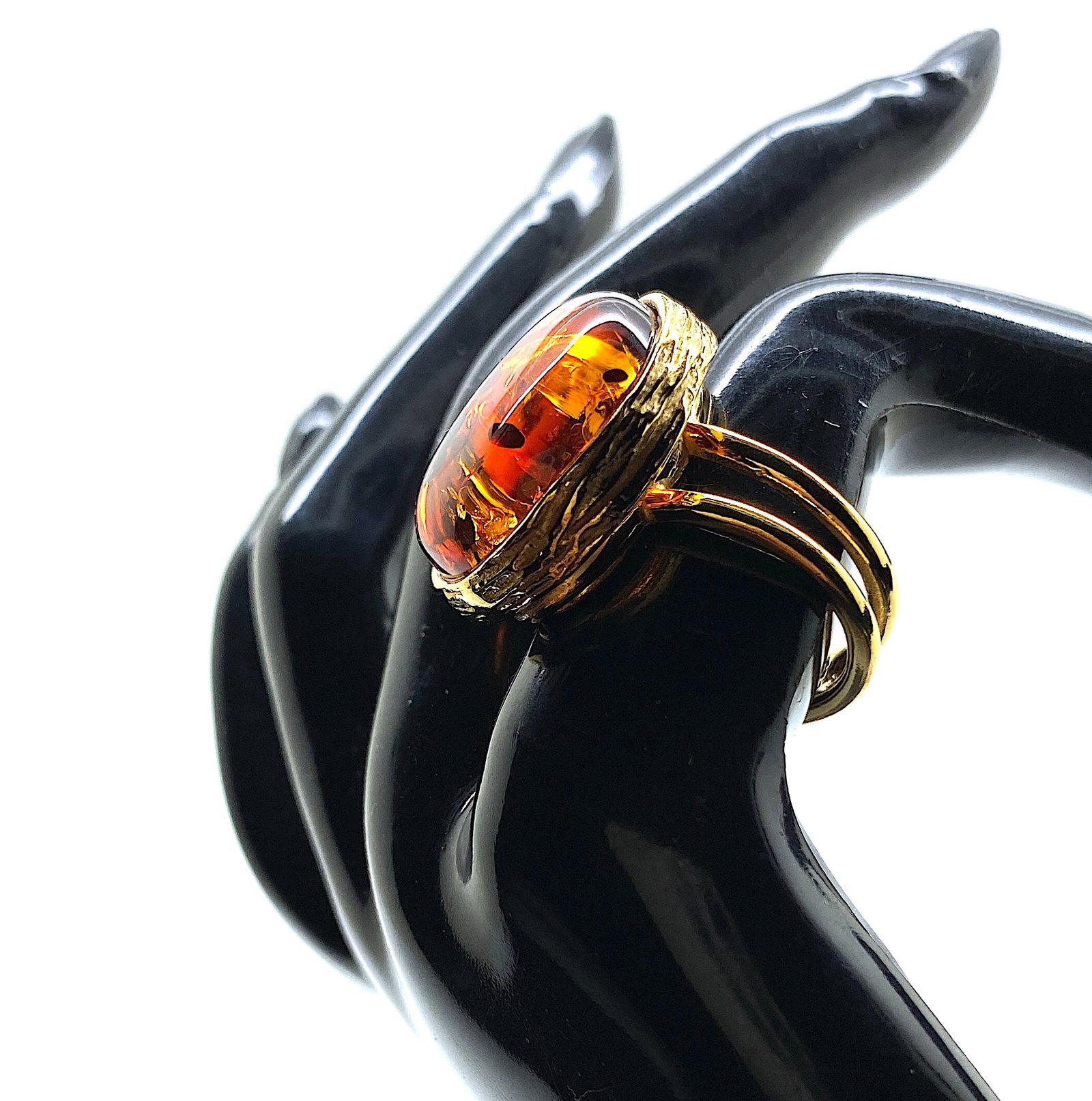 Adjustable Amber Ring - 10