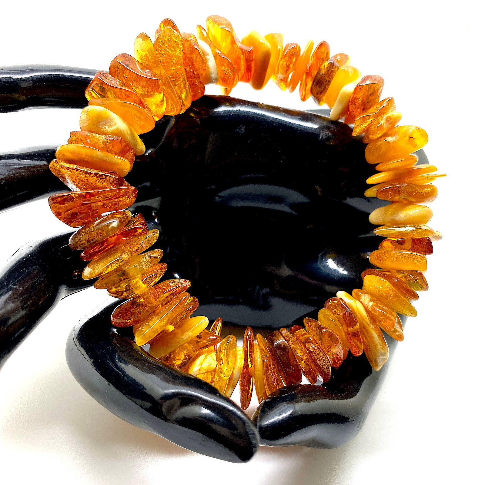 Exquisite Amber Bracelet made from Rough in shape Amber beads - 8