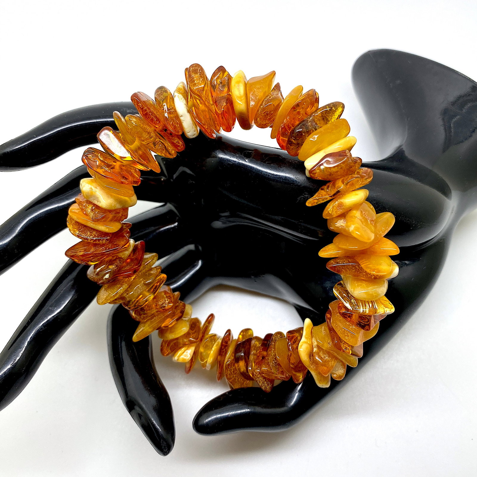 Exquisite Amber Bracelet made from Rough in shape Amber beads - 9