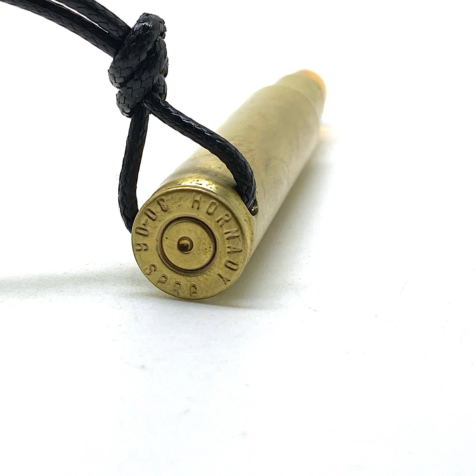 Remarkable Unique Vintage Amber Pendant with chain, shaped like a Bullet - 5