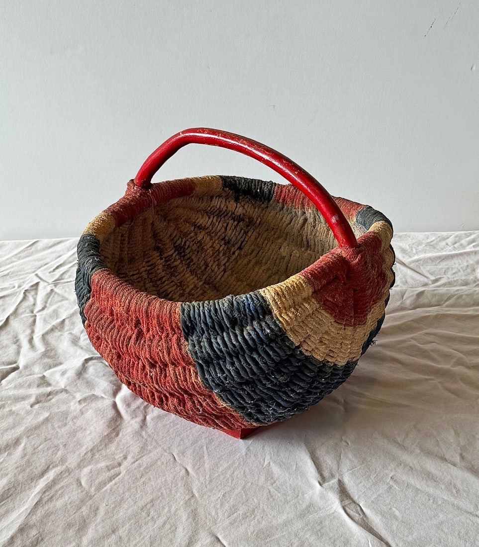Patriotic Red, White & Blue String Basket Wood Handle - 2
