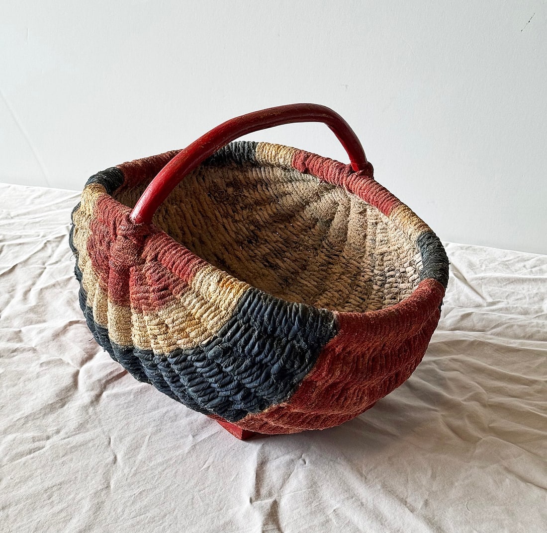 Patriotic Red, White & Blue String Basket Wood Handle - 3