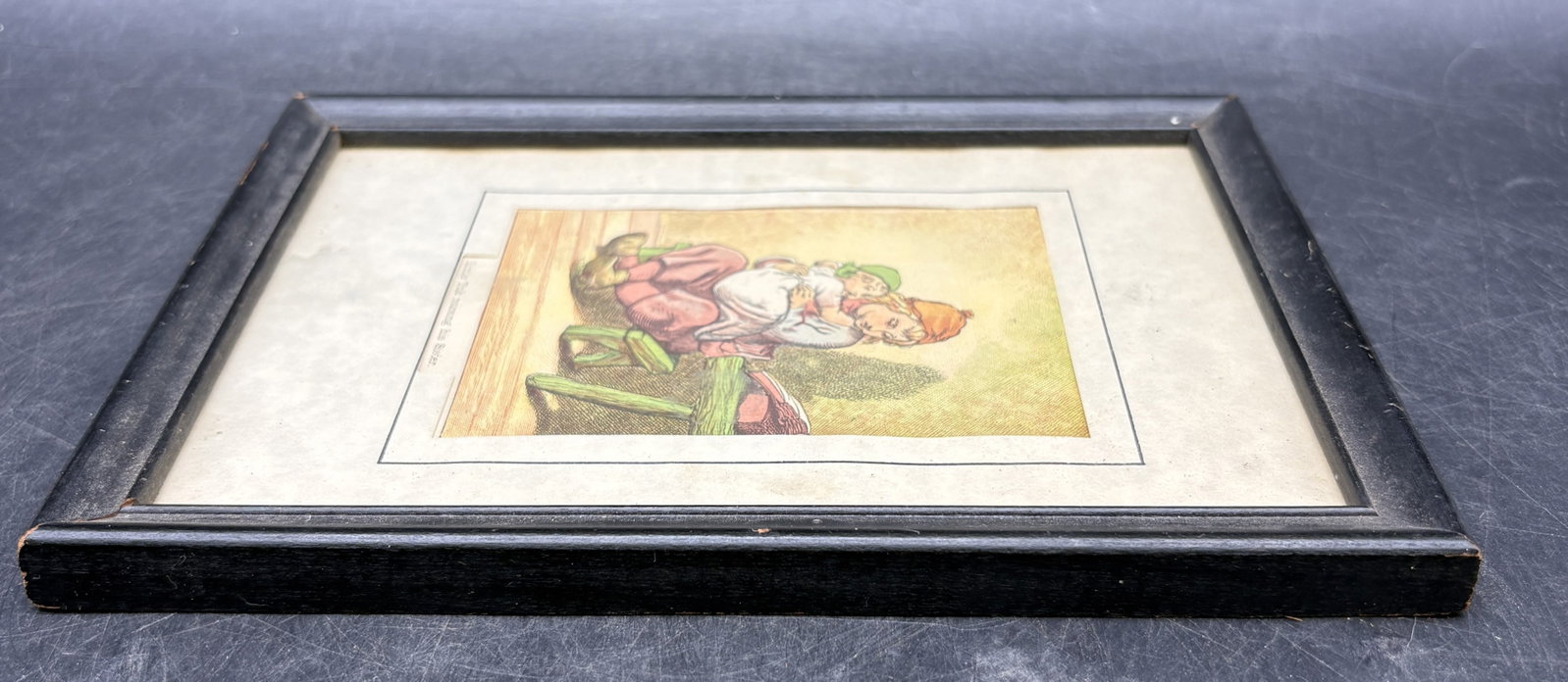 Vintage Framed Nursery Print “Little Tuck Nursing His Sister” - 7