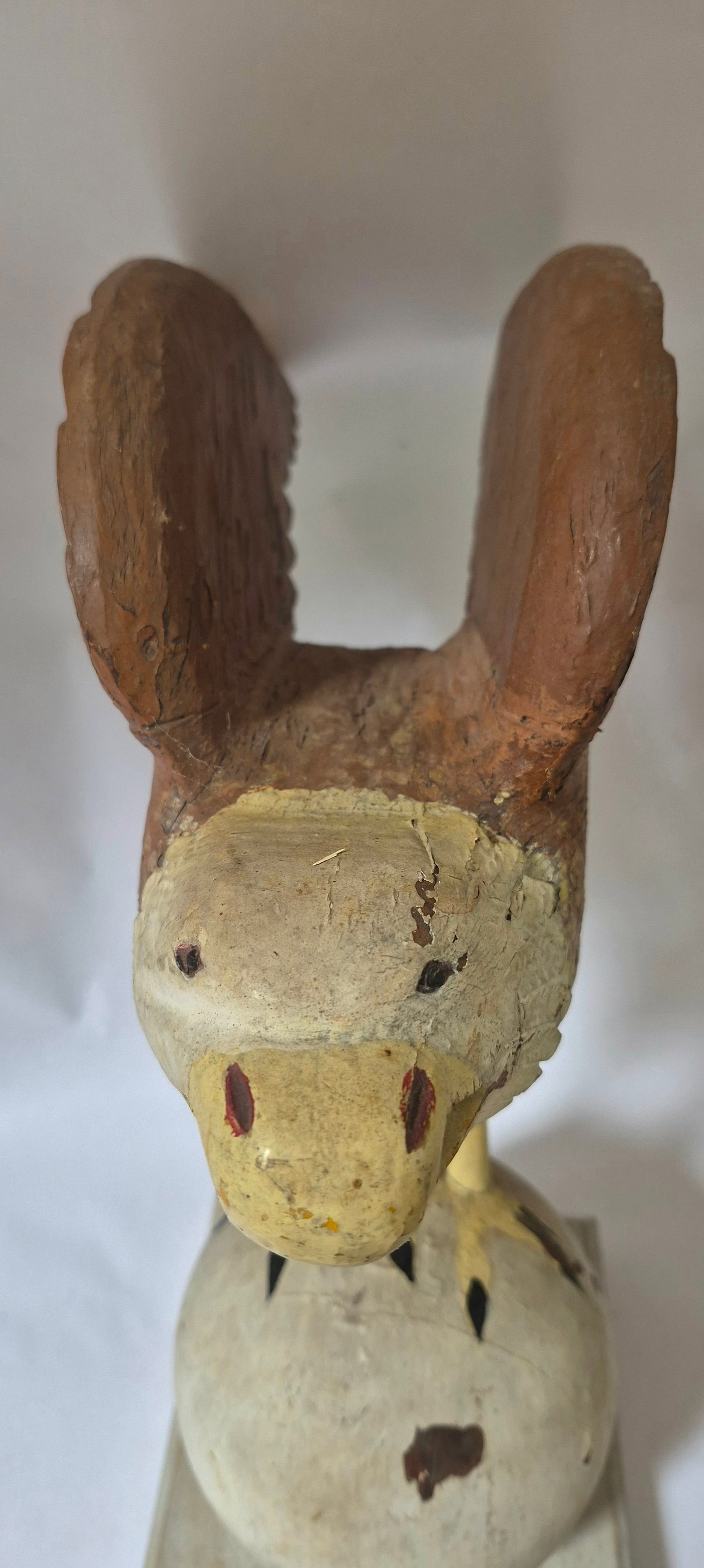 Carved and painted antique eagle on ba - 3