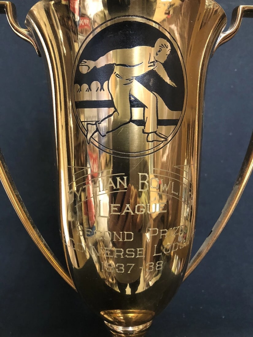 1937 17” KOP e f converse lodge 75 Pythian Bowling Loving Cup Trophy Malden Ma - 2