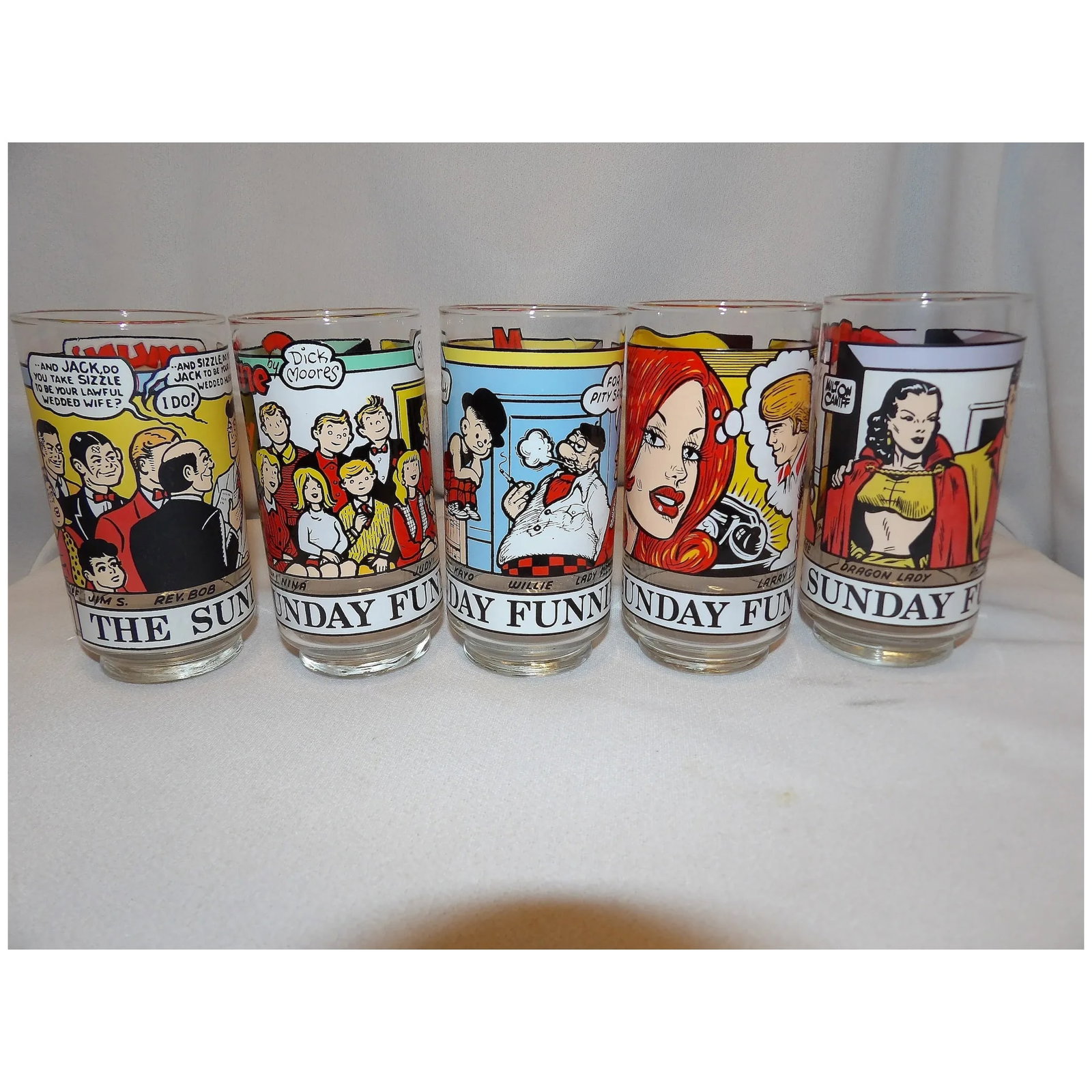 Vintage Newspaper Sunday Funnies Drinking Glasses by Libbey - 3
