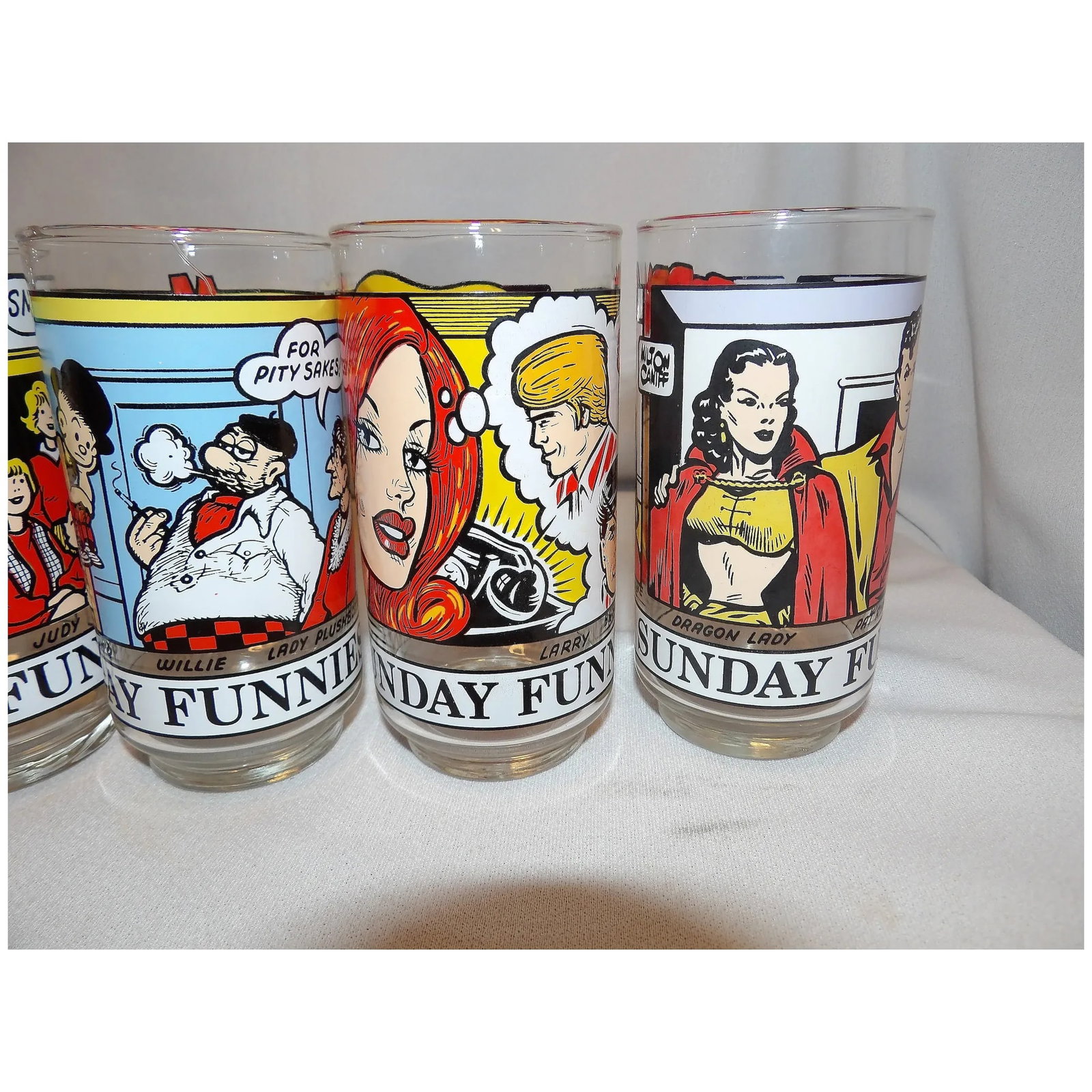 Vintage Newspaper Sunday Funnies Drinking Glasses by Libbey - 7