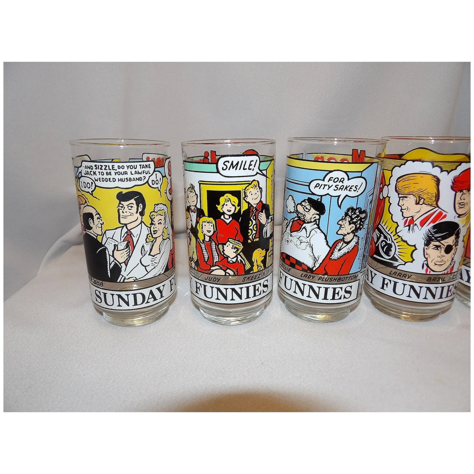 Vintage Newspaper Sunday Funnies Drinking Glasses by Libbey - 8