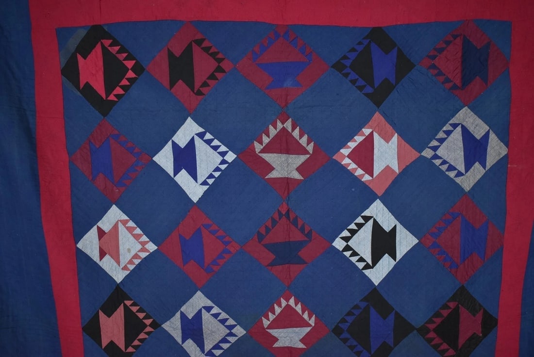 Amish "Basket of Chips" Quilt c. 1915, Published - 2