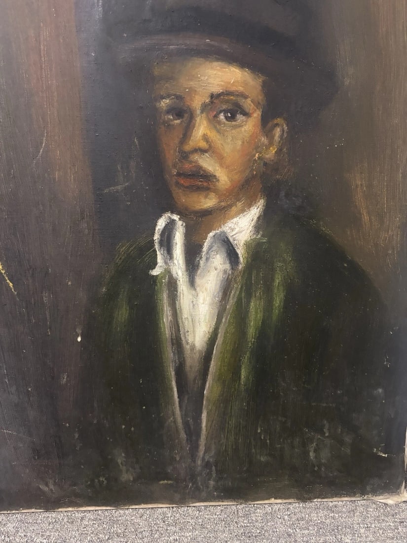 Vintage Black Americana African American Man Oil On Canvas Painting - 2
