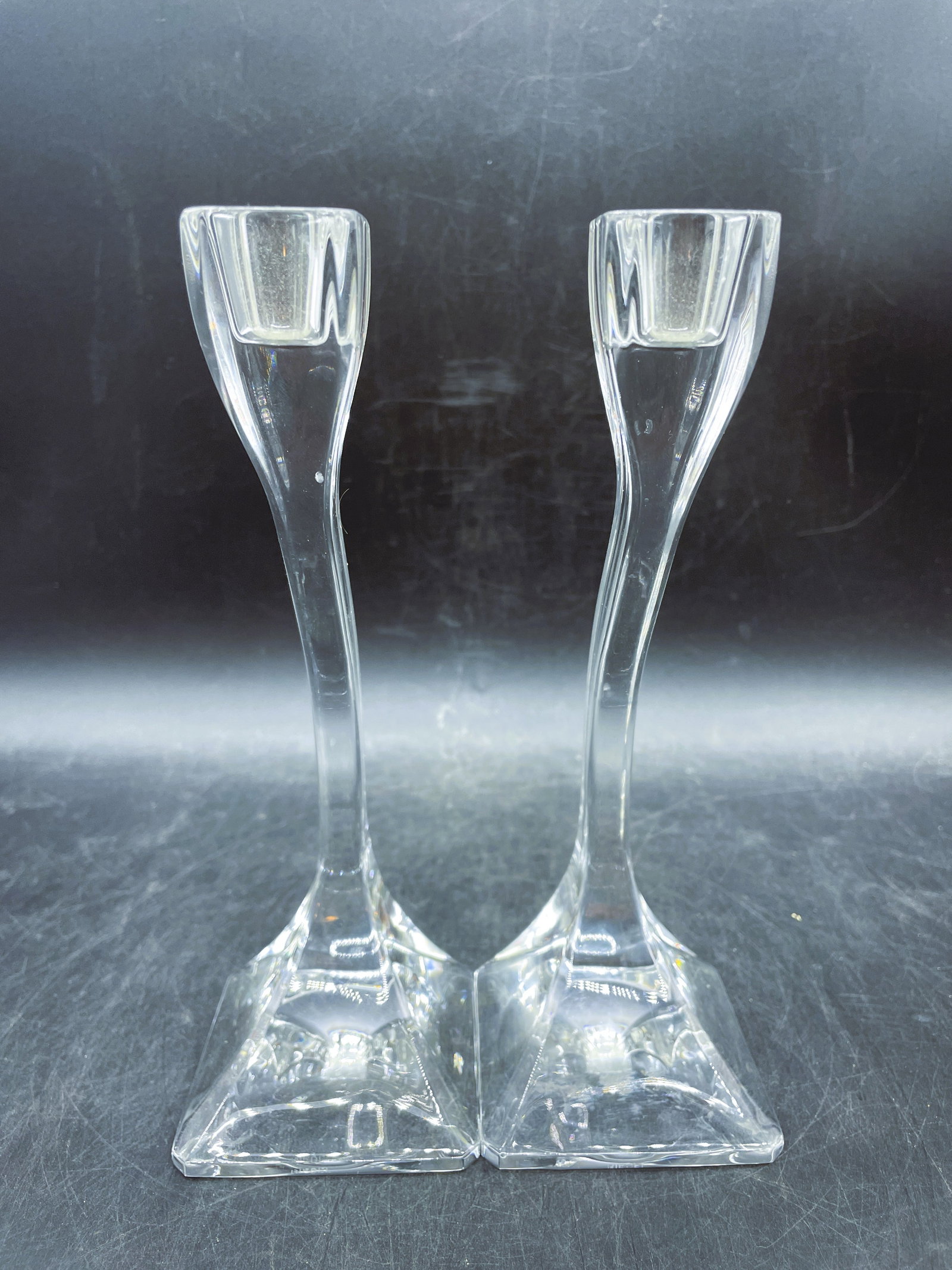 MID-CENTURY MODERN RIEDEL "DUETTO" AUSTRIA CRYSTAL CANDLESTICKS - 5