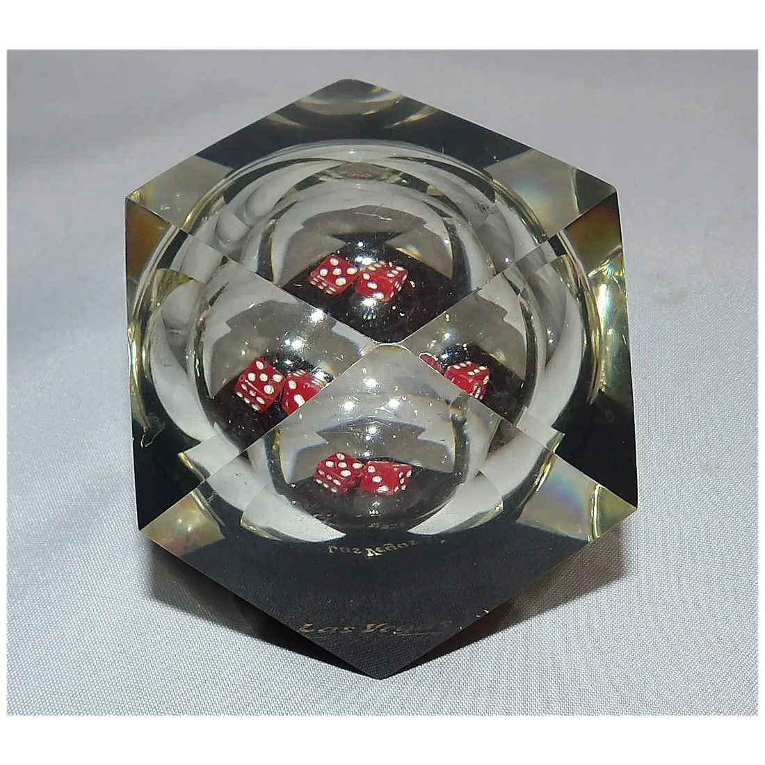 Acrylic Lucite Las Vegas Retro Prism Floating Dice Paperweights - 2