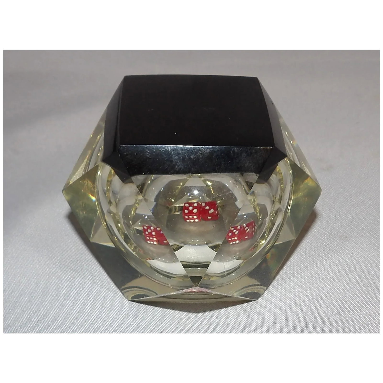 Acrylic Lucite Las Vegas Retro Prism Floating Dice Paperweights - 5