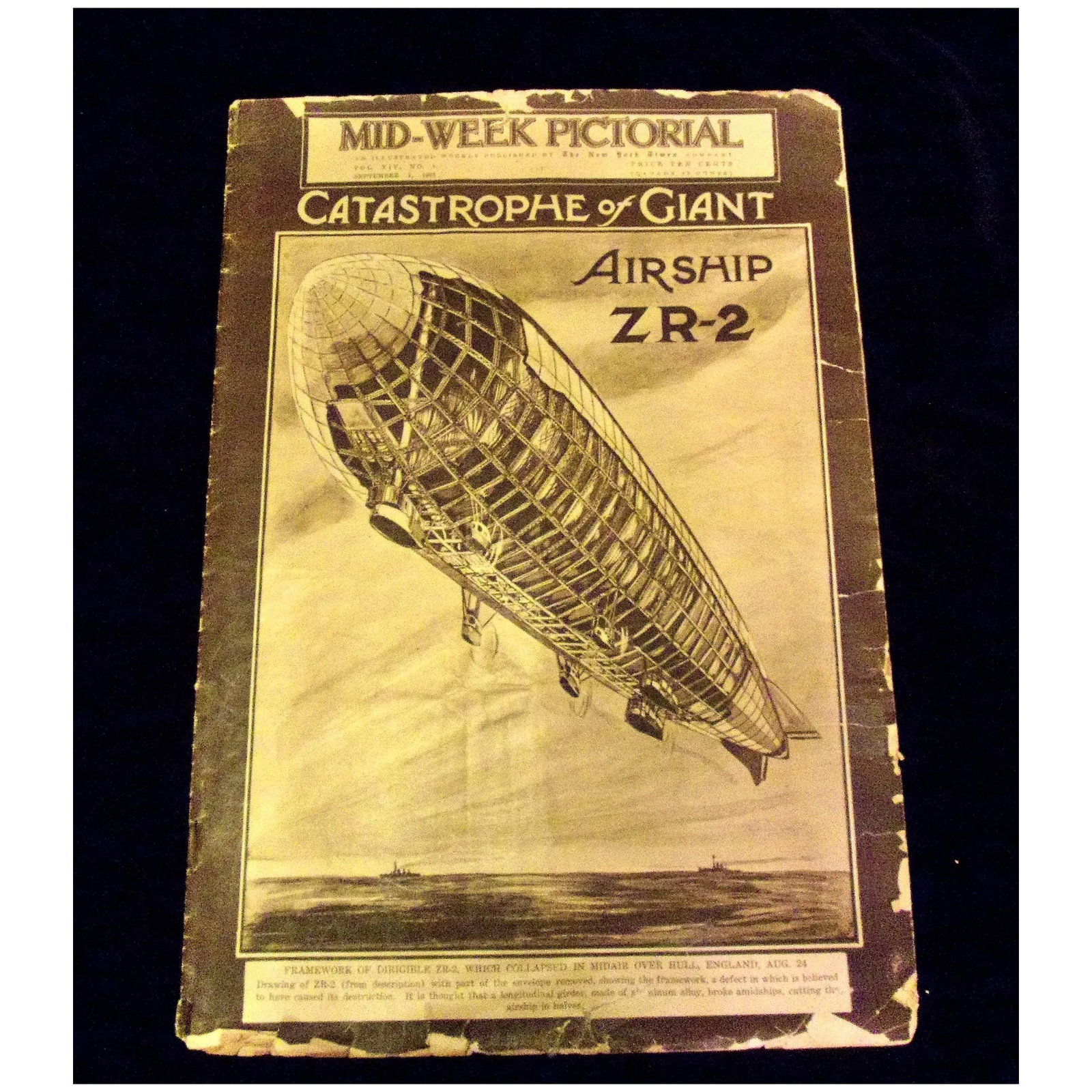Antique Mid-Week Pictorial New York Times Sept 1 1921 Airship Blimp Crash over England - 2