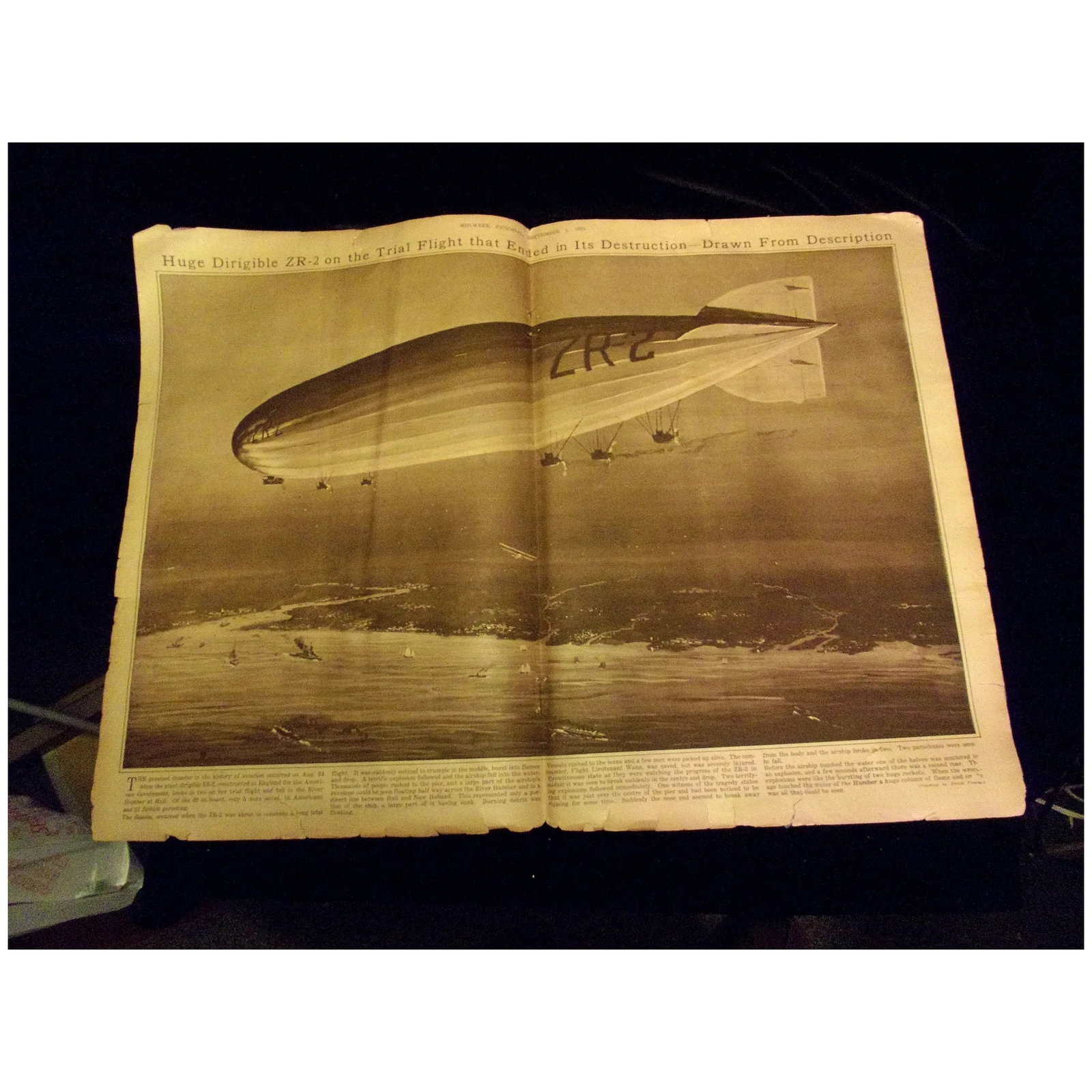 Antique Mid-Week Pictorial New York Times Sept 1 1921 Airship Blimp Crash over England - 3