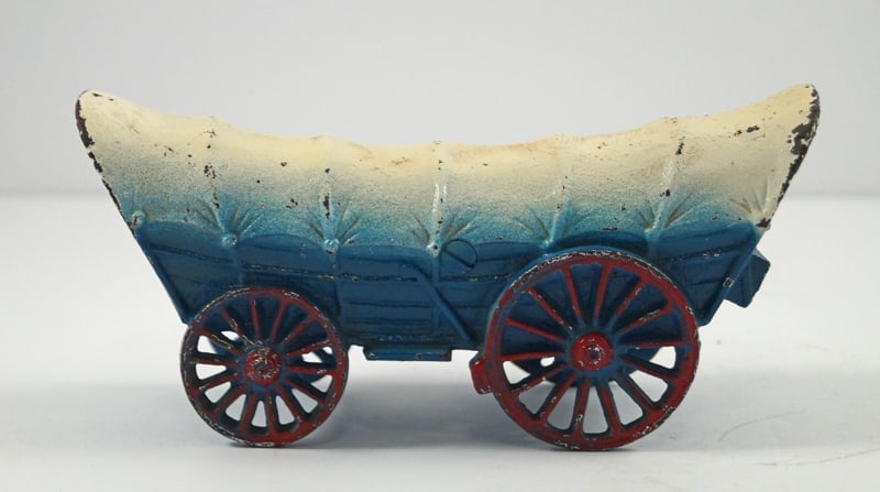 Conestoga Wagon Cast Iron Still Bank: Title: Conestoga Wagon Cast Iron Still Bank Additional Information: Wonderful casting of an Antique Penny Still Bank depicting a Conestoga Wagon. A nostalgic still bank reflecting our past history