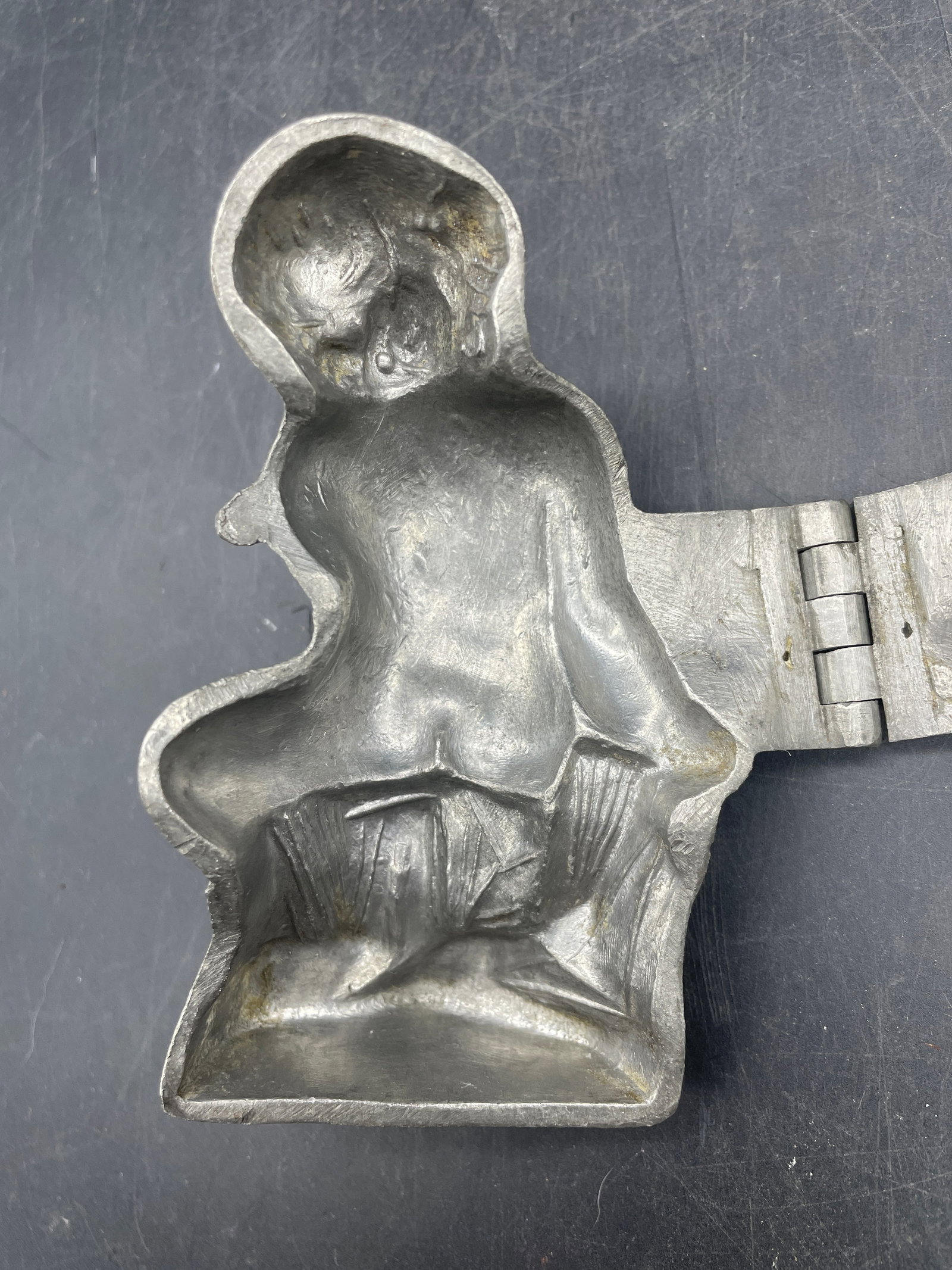ANTIQUE PEWTER ICE CREAM MOLD #992 CUPID CHERUB BOY 1900'S VICTORIAN ~ E&CO - 6