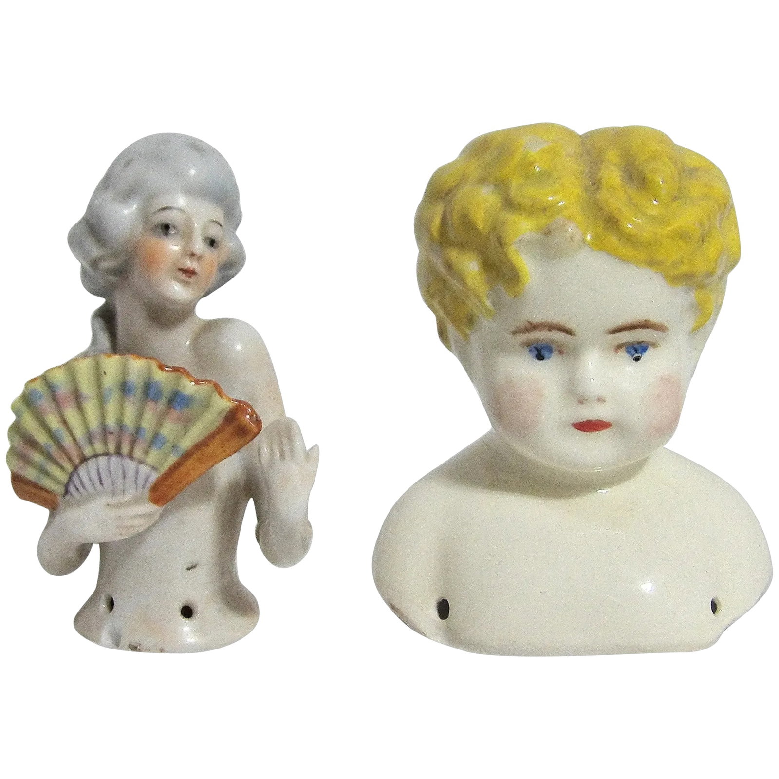 Vintage Porcelain Half Doll and Doll Head (1 of 14)