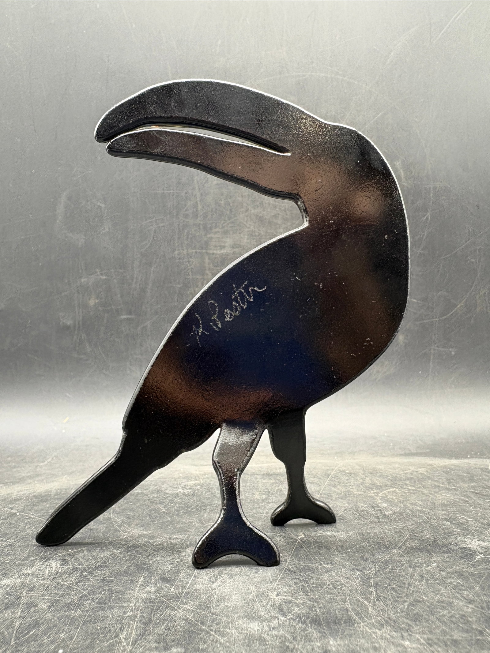 Signed Studio Art Glass Toucan Bird Dichroic Fused Glass Sculpture - 4