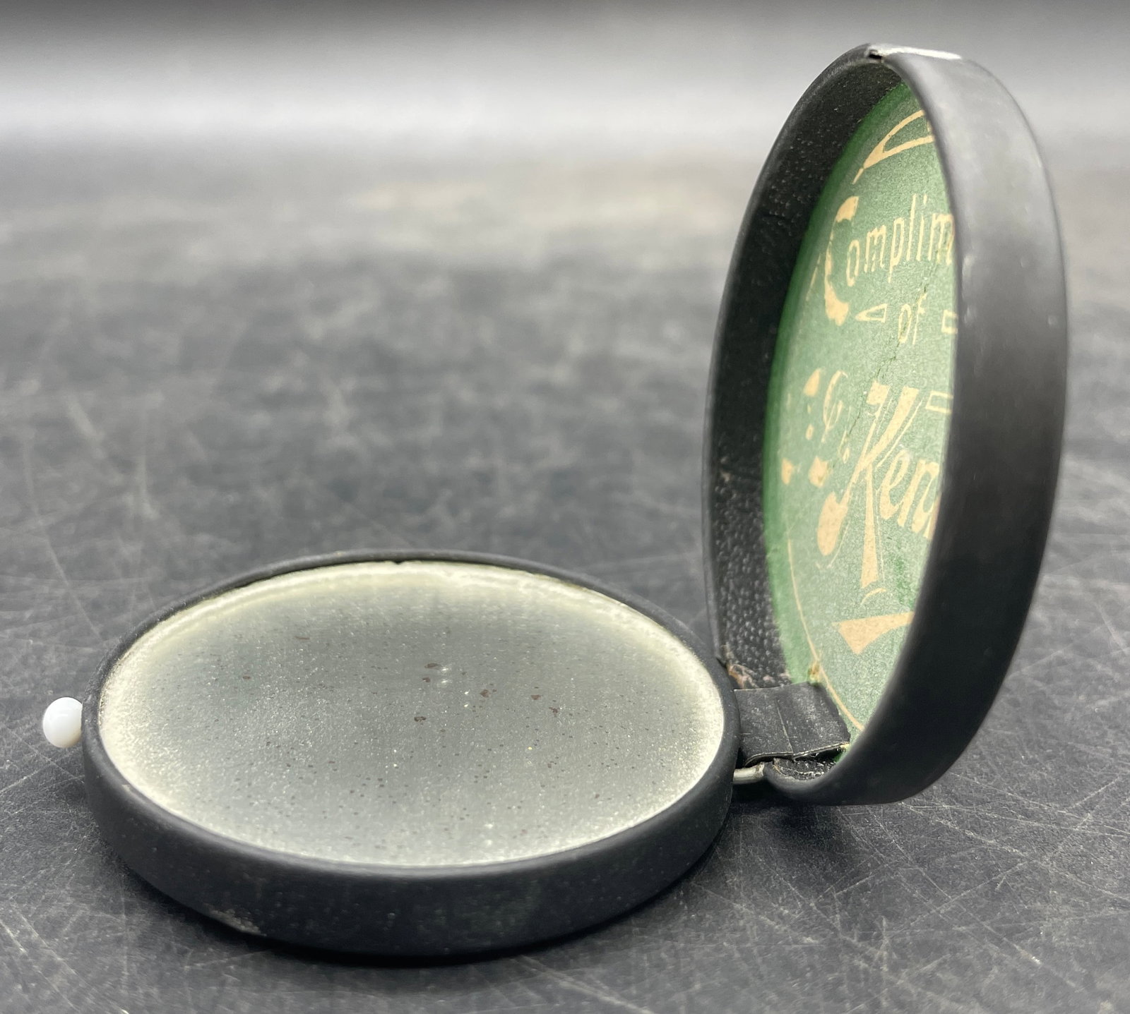 Early 1900's C D KENNY Co. Flip-lid Pocket Mirror Advertising Compact - 4