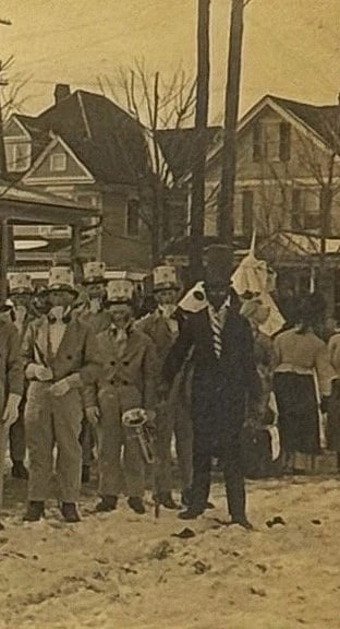 RPPC Uncle Sam Brass Band Parade w American Flag Minstrel Black Face KKK - 3