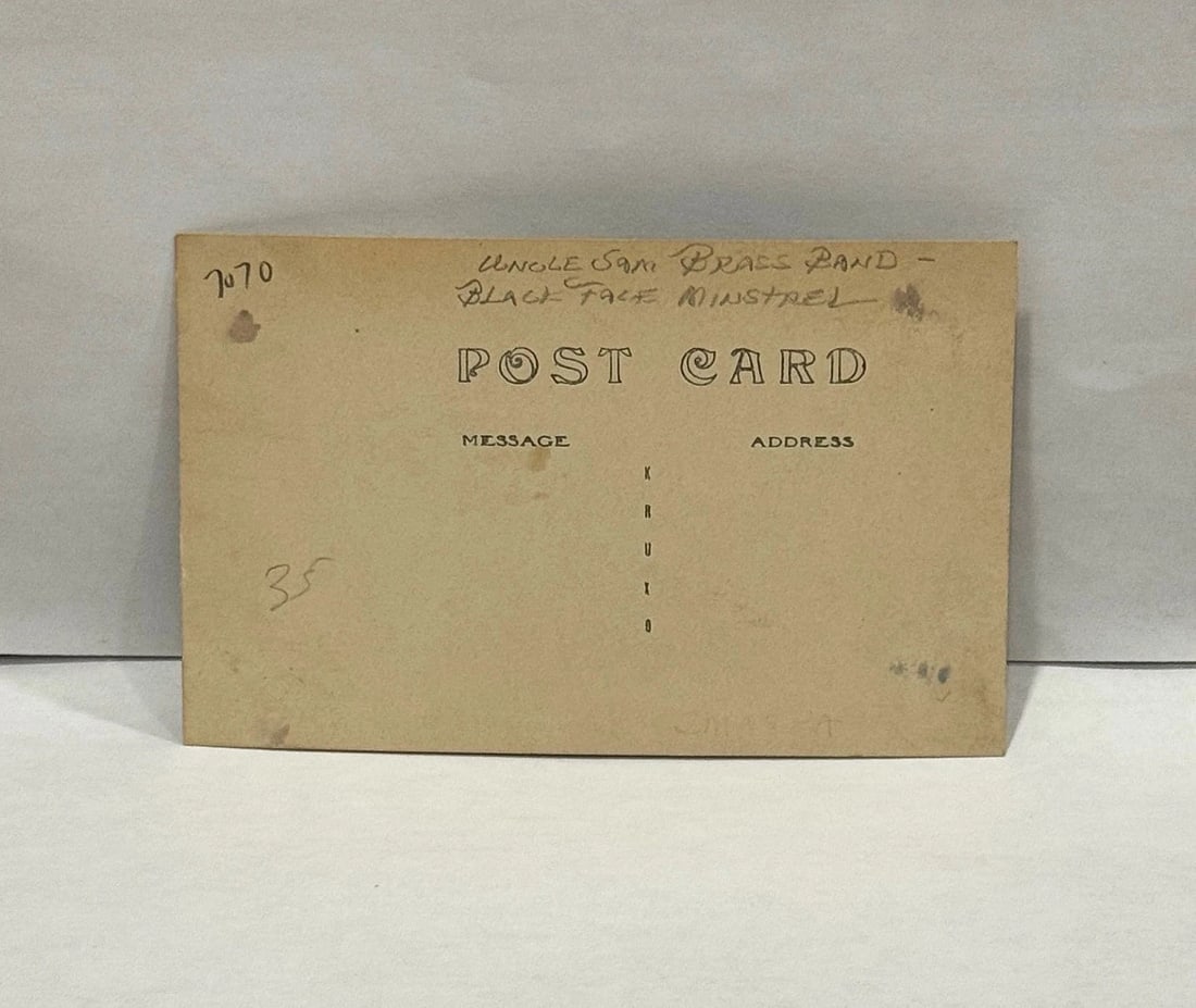 RPPC Uncle Sam Brass Band Parade w American Flag Minstrel Black Face KKK - 4