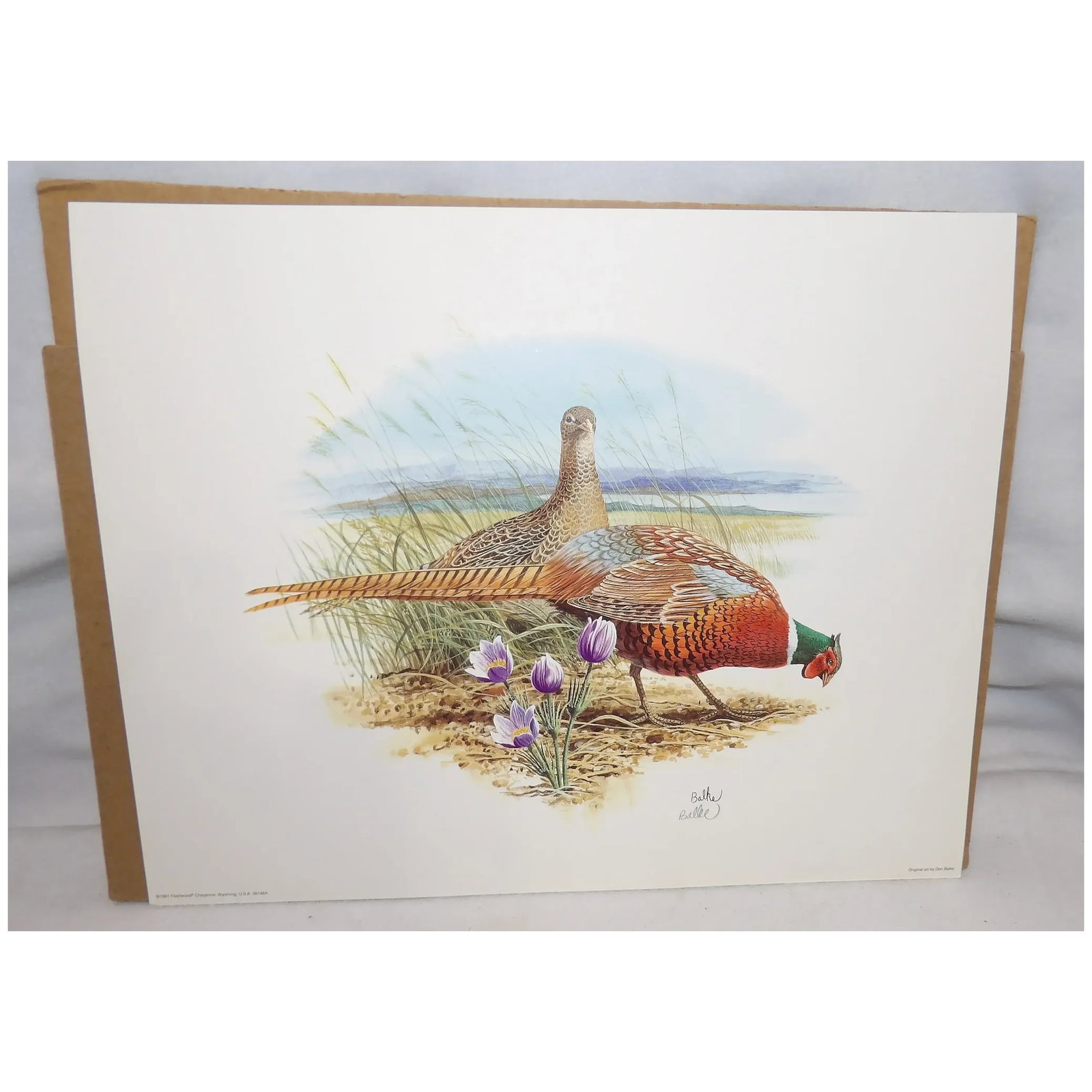 Vintage Don Balke Print of Pheasants 1991 Fleetwood Cheyenne Wyoming U.S.A. 38146A - 3