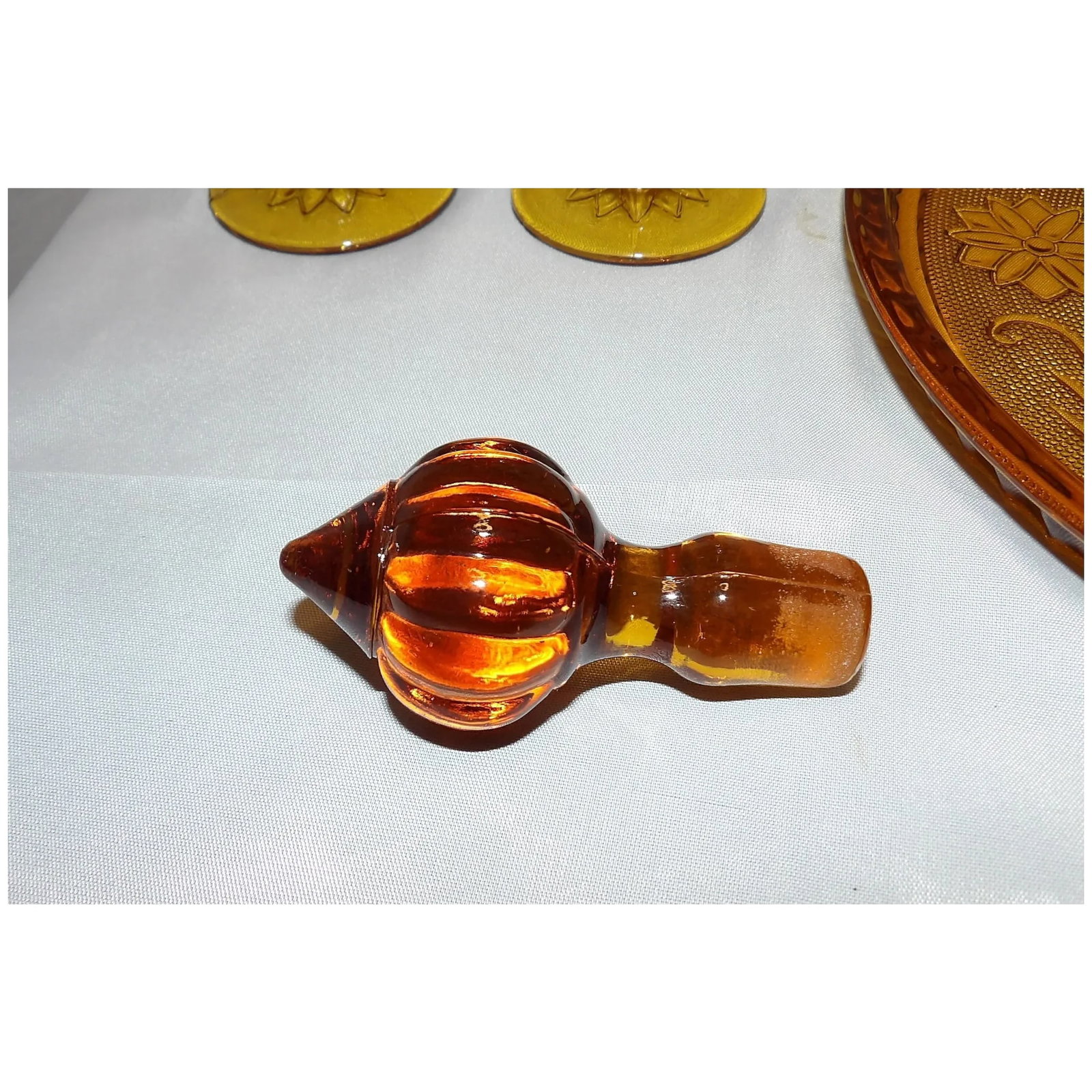 Tiara Sandwich Amber Decanter with Tray and Glasses - 9