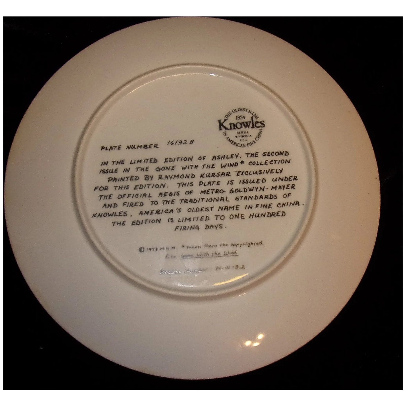 Vintage Knowles China Gone with the Wind Ashley & Melanie Plates - 5