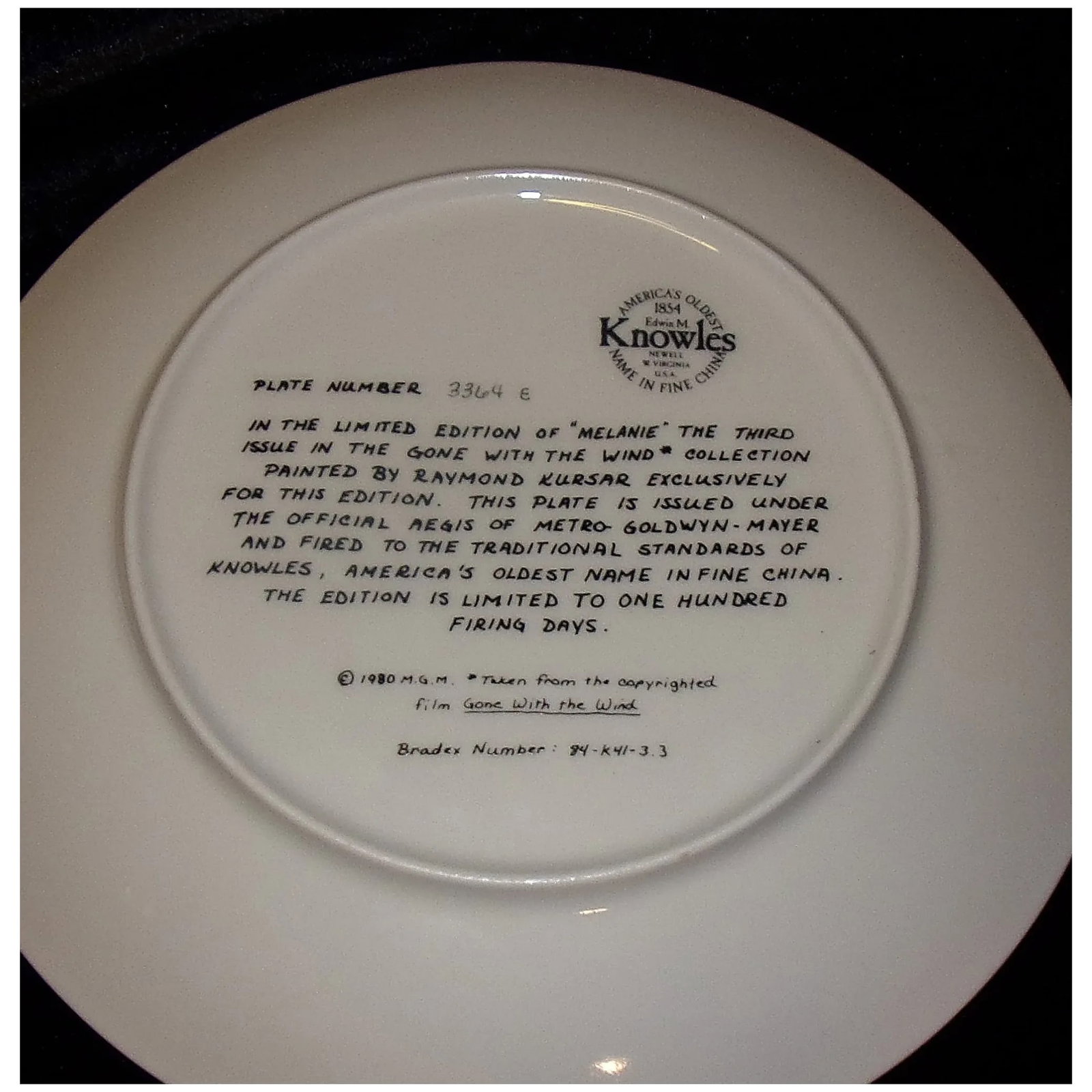 Vintage Knowles China Gone with the Wind Ashley & Melanie Plates - 6