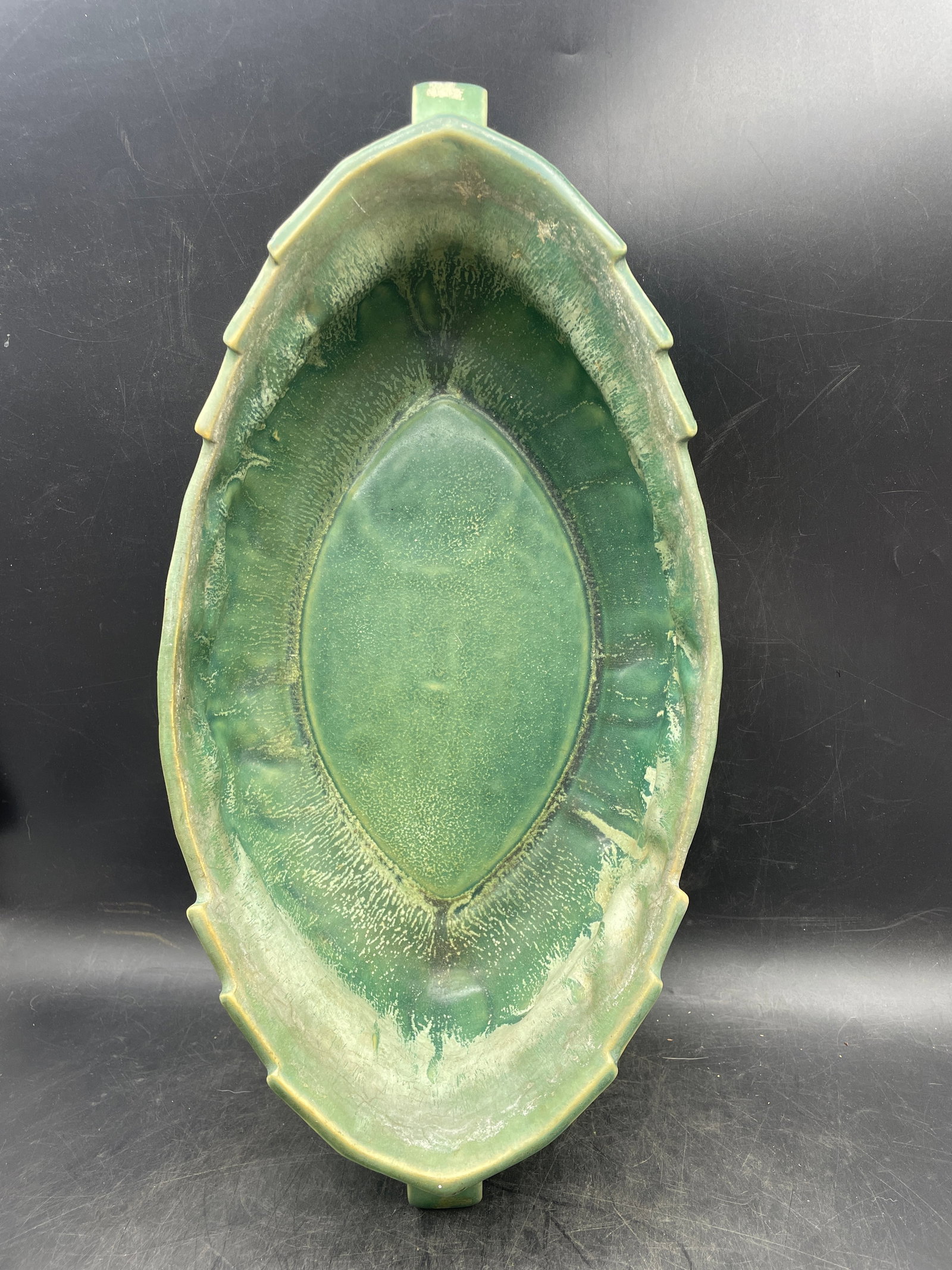 ROSEVILLE USA POTTERY CLEMATIS CONSOLE BOWL Green 461-14" - 4