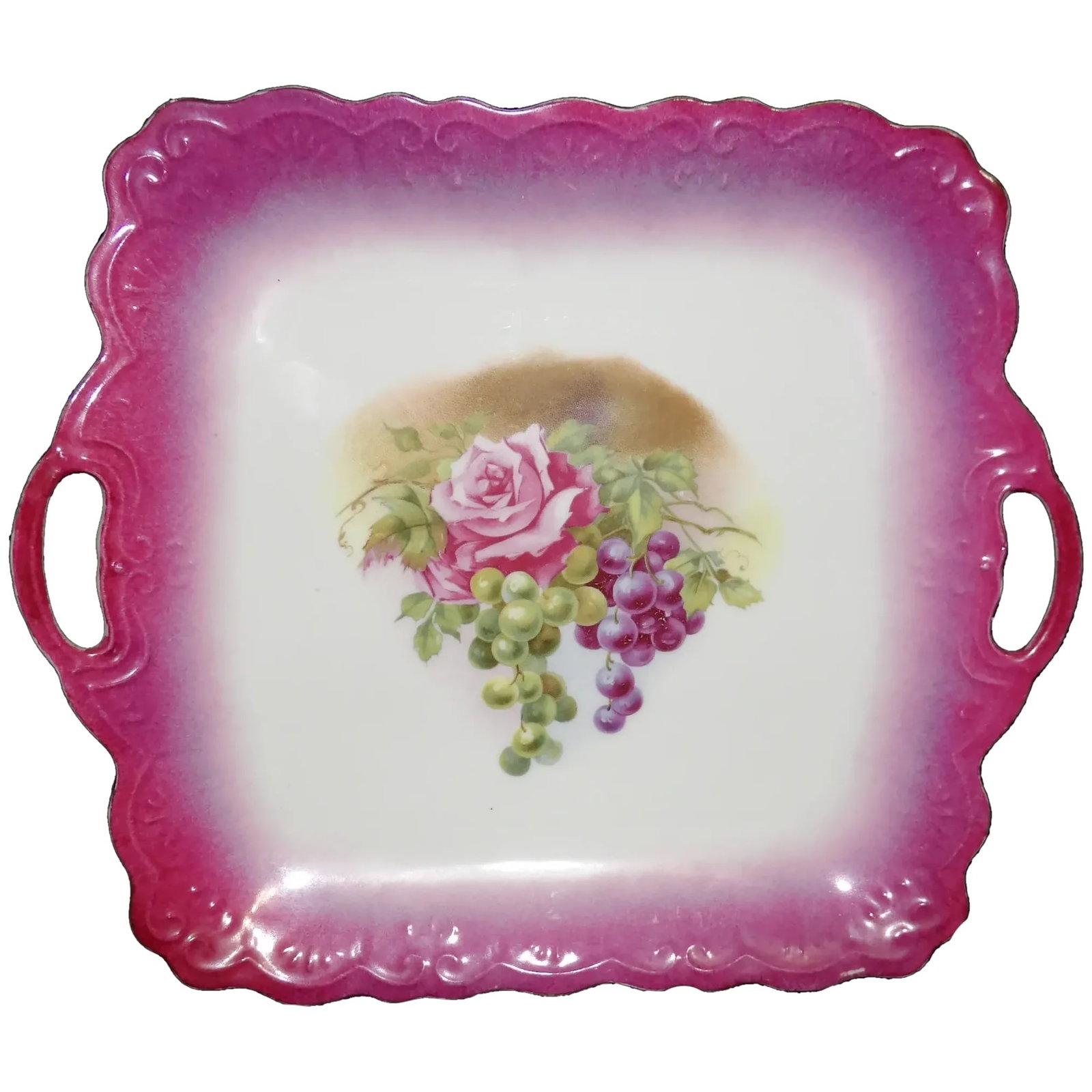 Antique PM Bavaria Square Handle Cake Plate with a Rose (1 of 9)