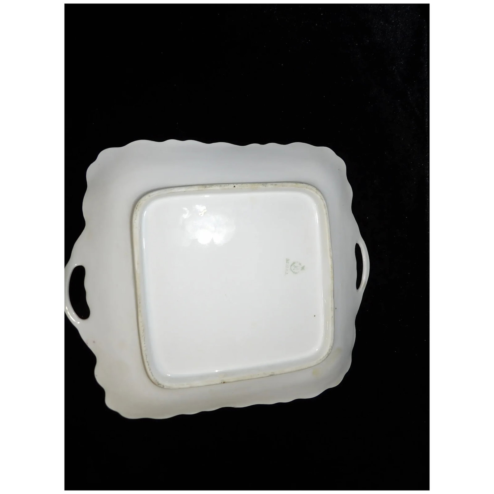 Antique PM Bavaria Square Handle Cake Plate with a Rose - 6