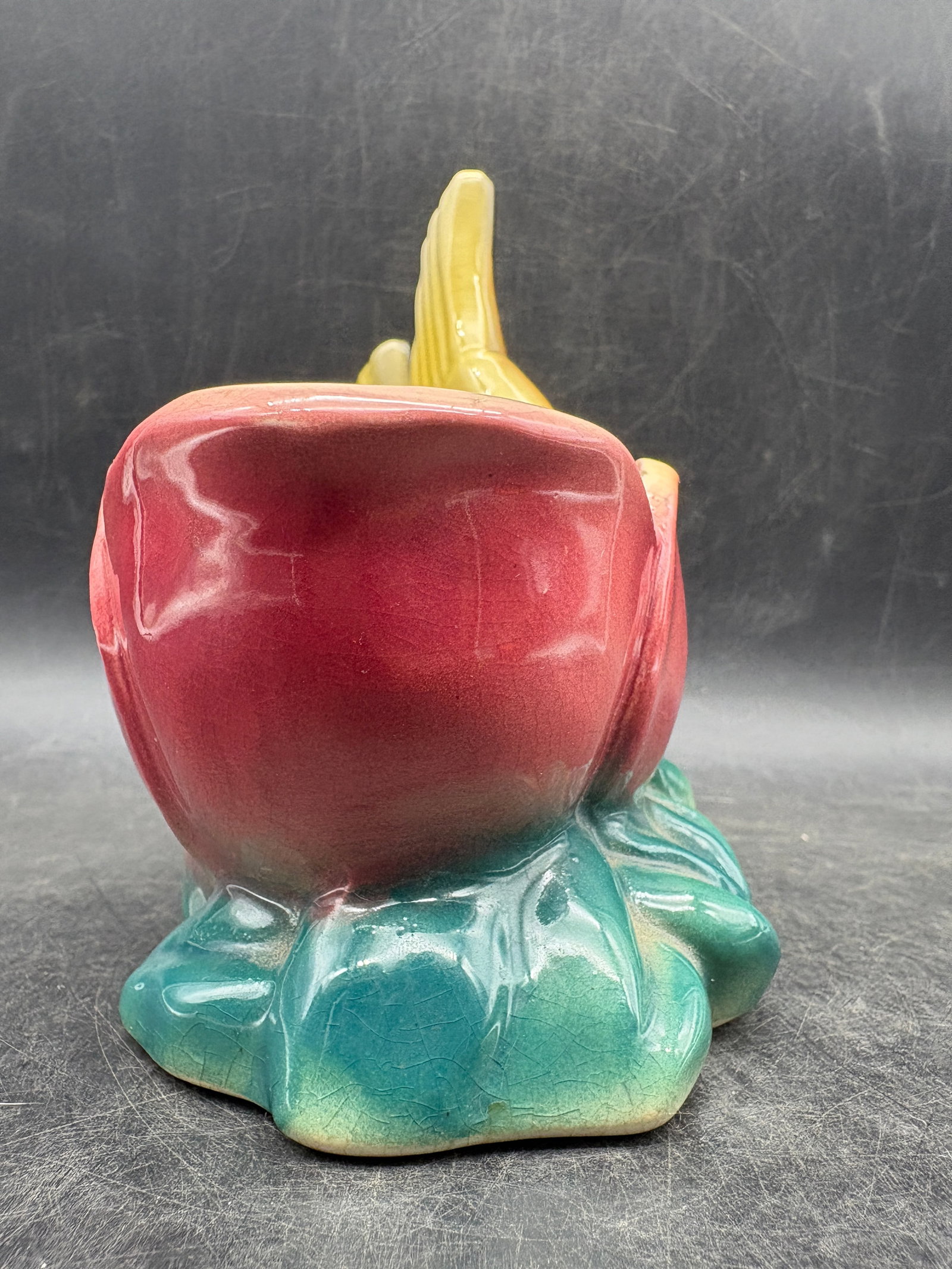 Vintage McCoy Bird Planter Yellow Green Red Tulip Mid Century Pottery USA - 6