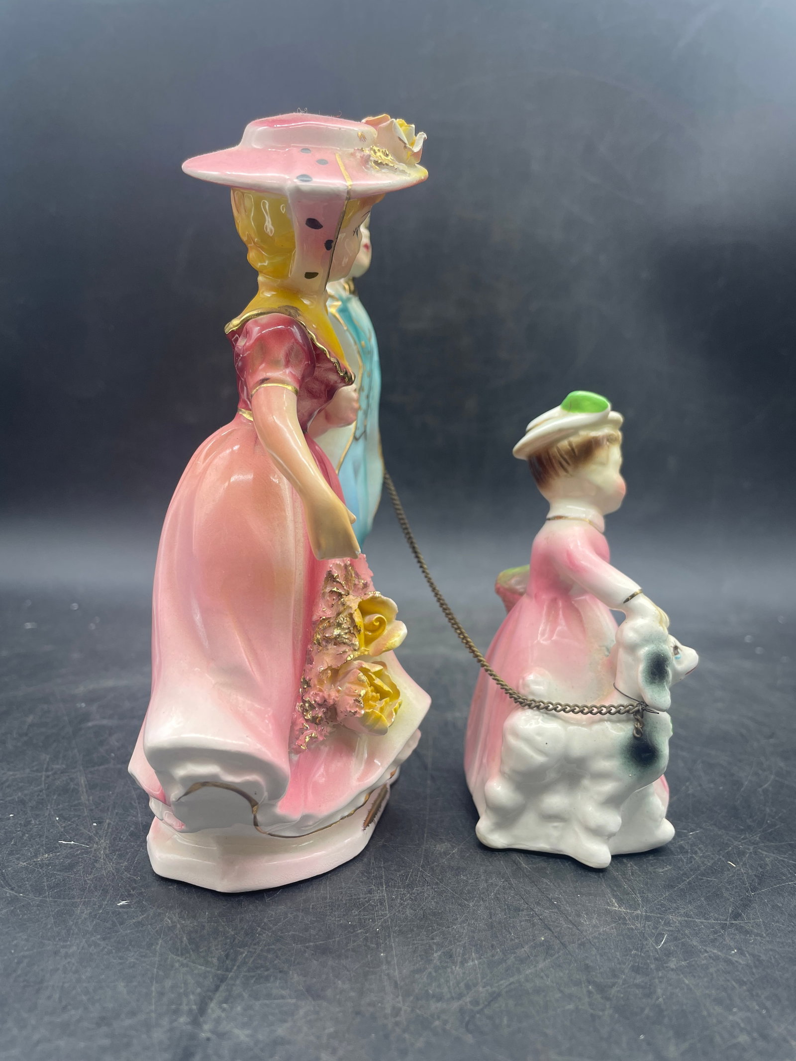 Vintage Victorian Family Walking Poodle Japan - 3