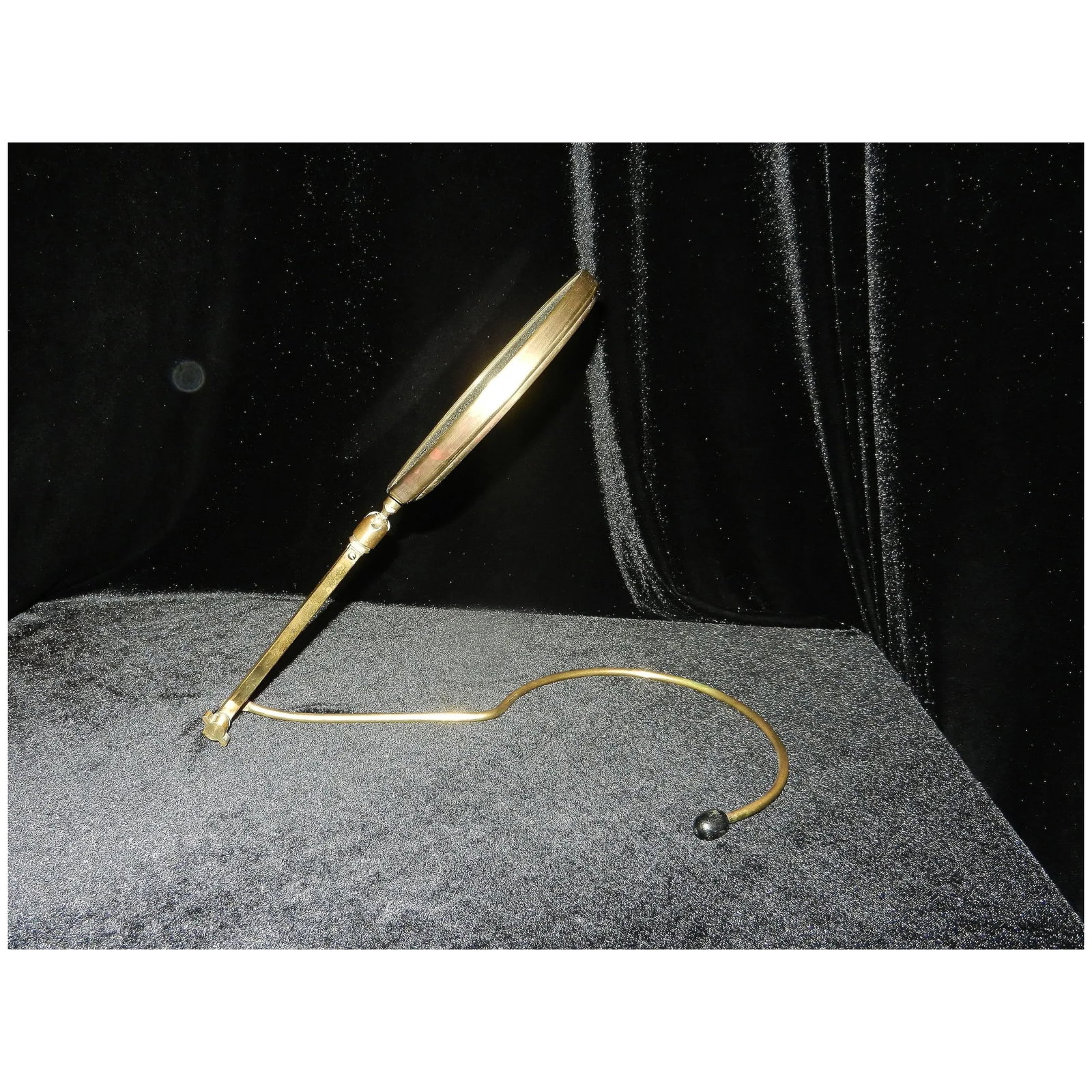 Mid-Century Brass French Adjustable Table or Vintage Around the Neck 5" Mirror with a Two-Sides- - 3