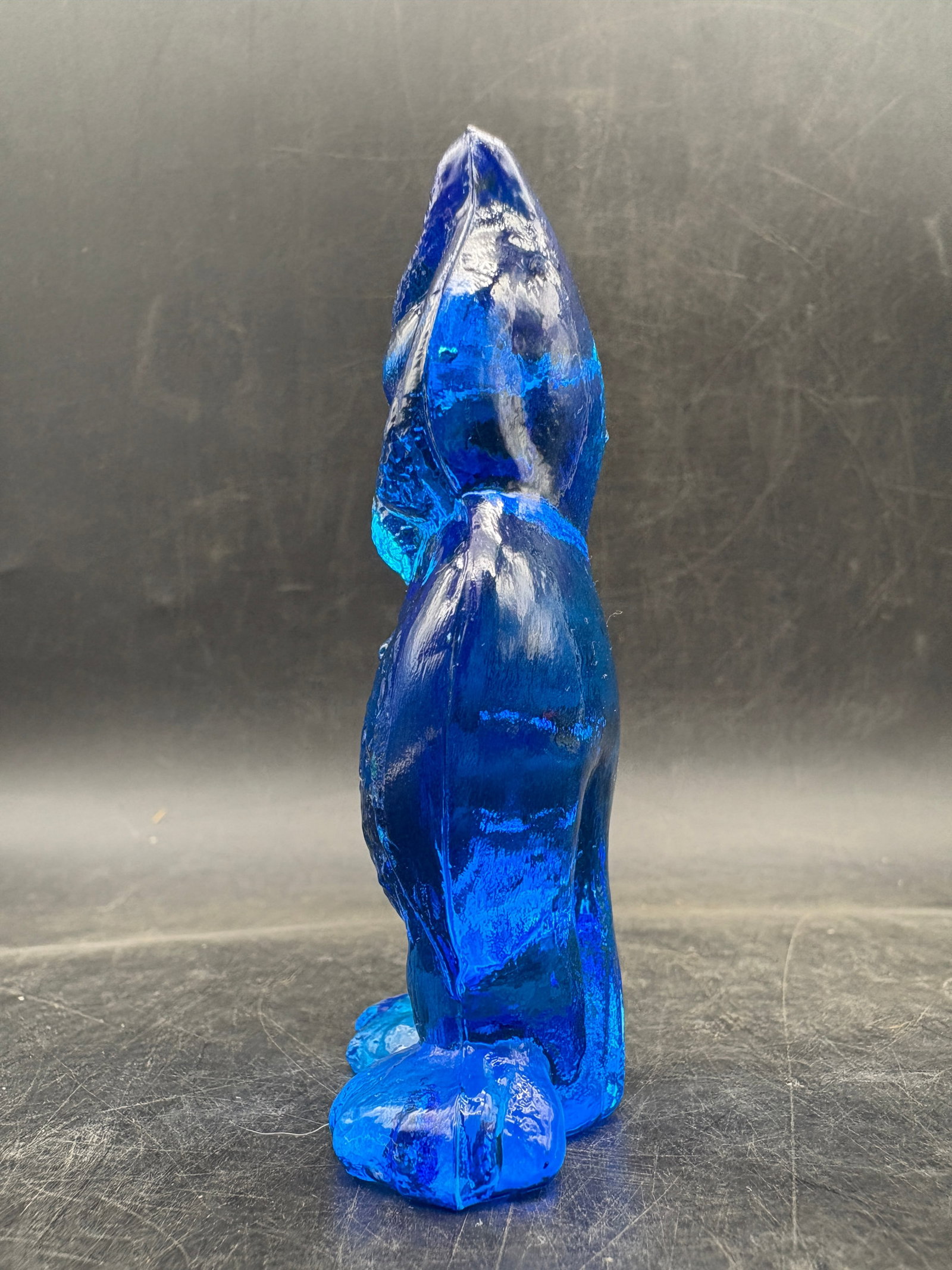 Vintage Blue Art Glass Owl Figurine Paperweight Scandinavian Style 3.5" - 2