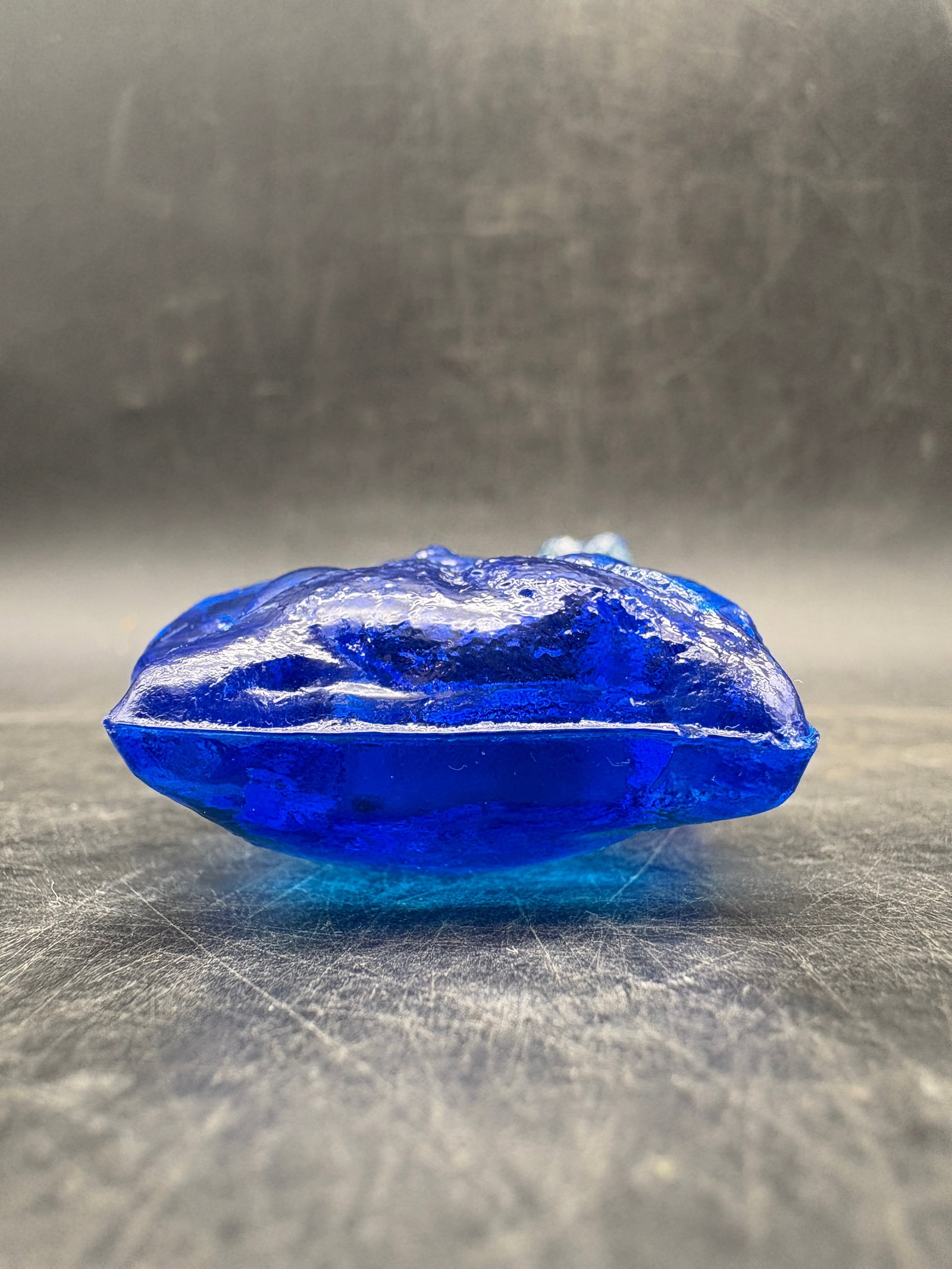 Vintage Blue Art Glass Owl Figurine Paperweight Scandinavian Style 3.5" - 5