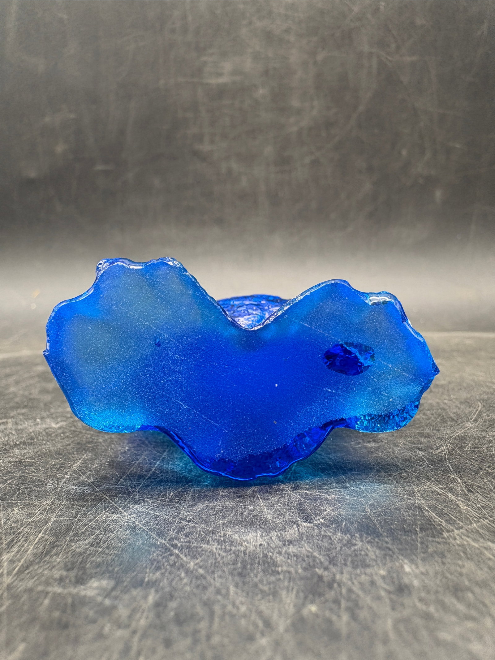 Vintage Blue Art Glass Owl Figurine Paperweight Scandinavian Style 3.5" - 6