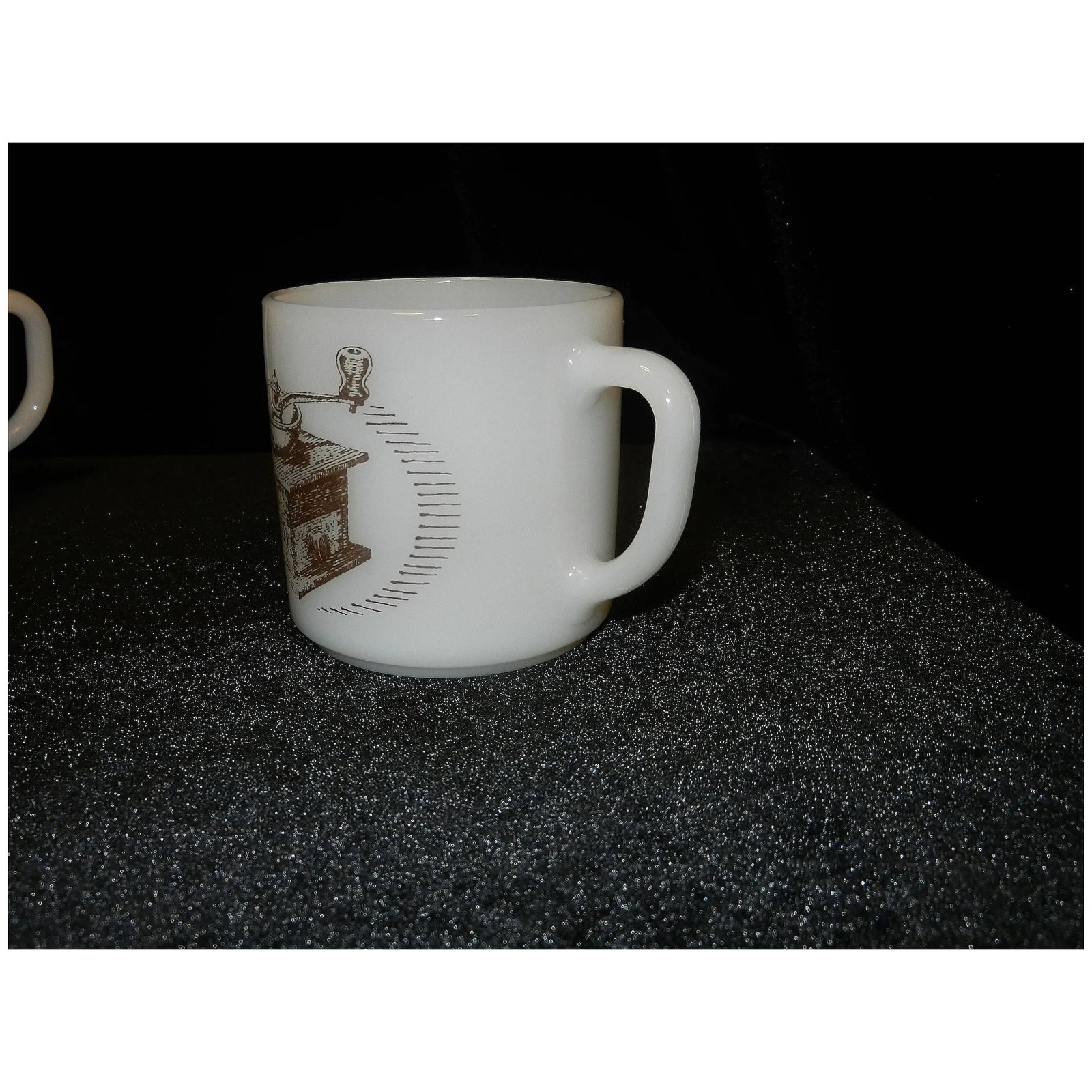 Vintage Federal Milk Glass 1885 MoorMan's Feed Coffee Grinder Coffee Mug Set - 4