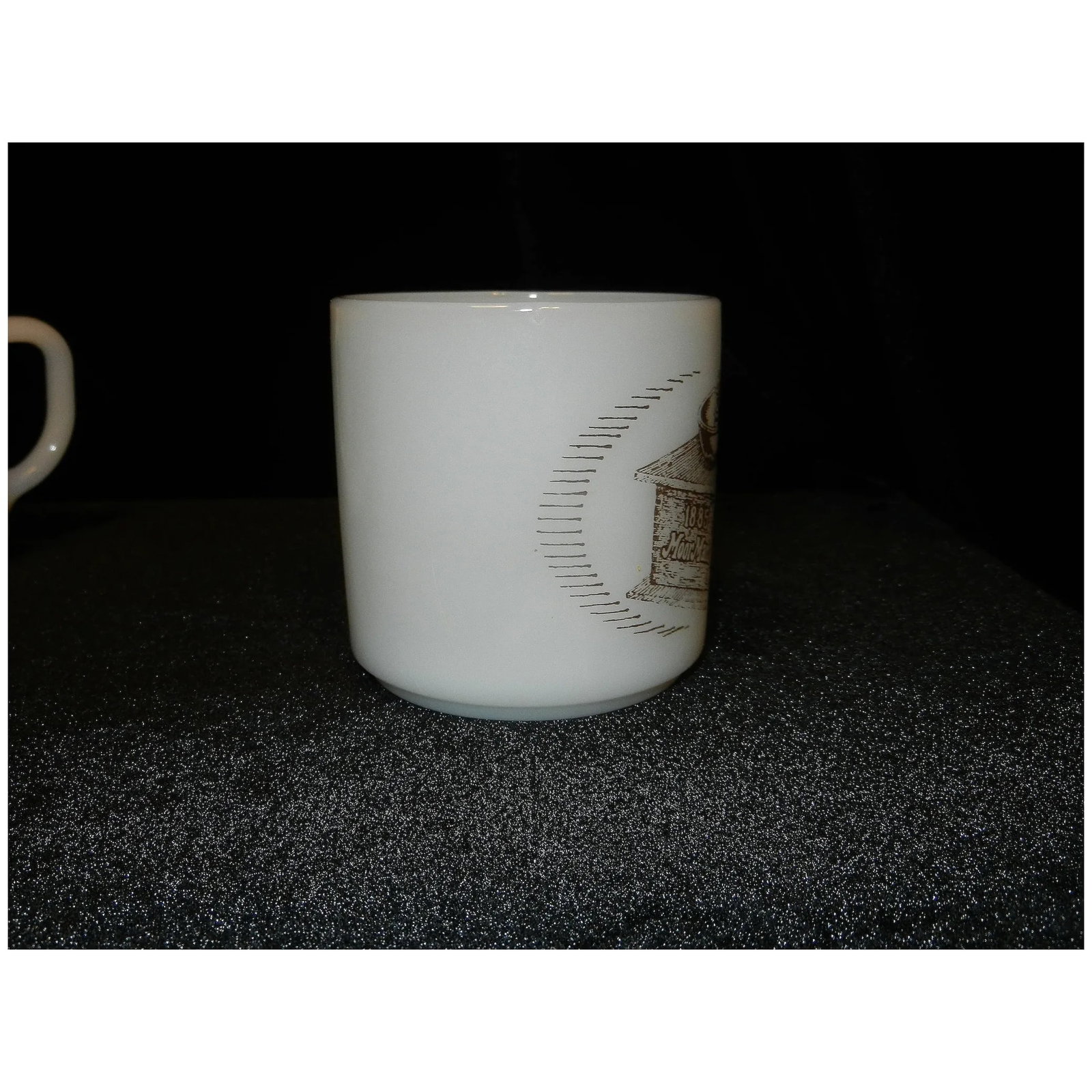 Vintage Federal Milk Glass 1885 MoorMan's Feed Coffee Grinder Coffee Mug Set - 6