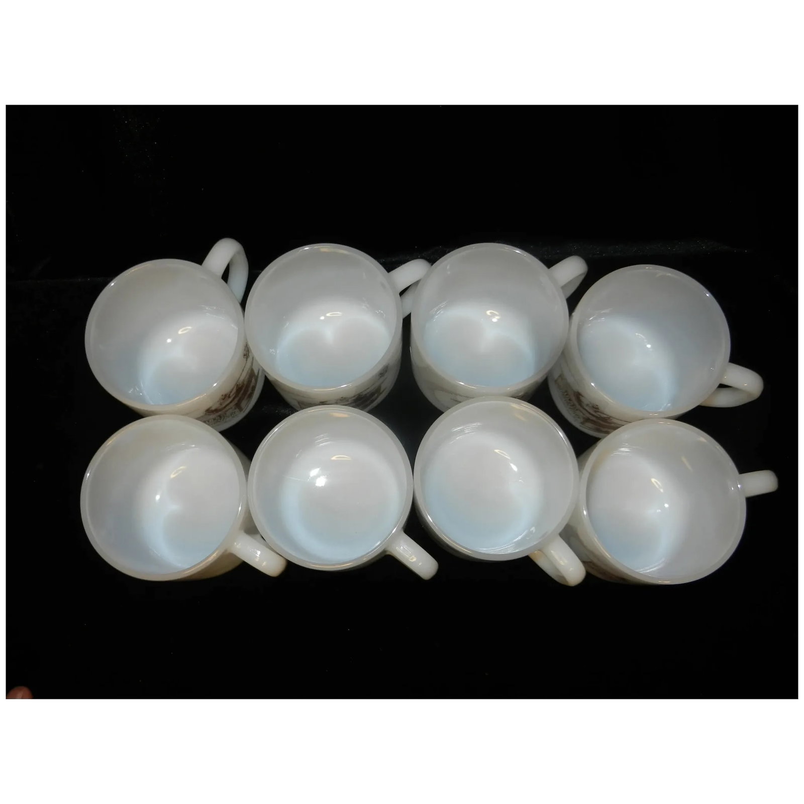 Vintage Federal Milk Glass 1885 MoorMan's Feed Coffee Grinder Coffee Mug Set - 7