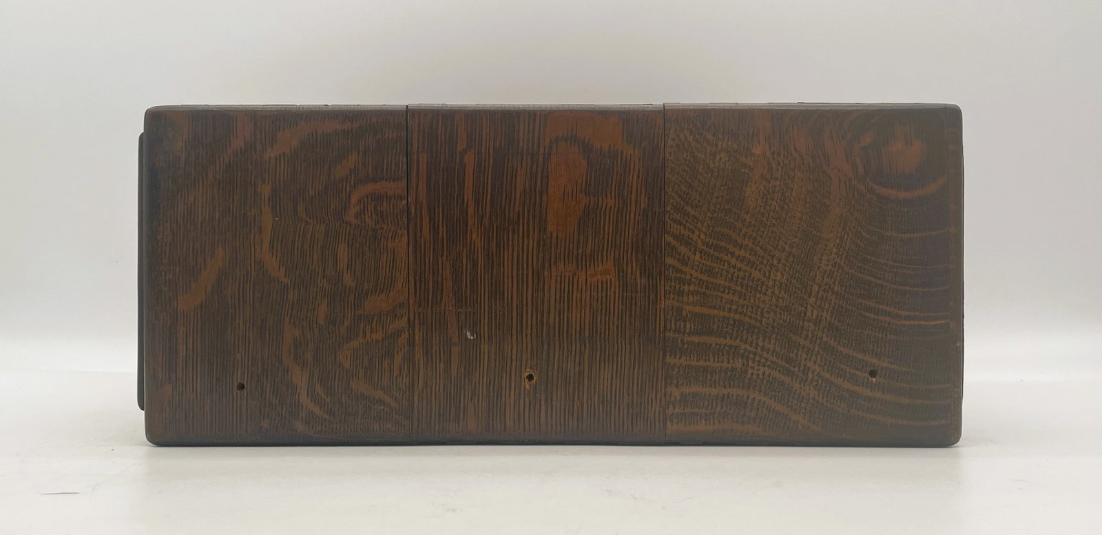 ANTIQUE LARGE MACY OAK 2 DRAWER DOVETAILED FILE BOX - 6