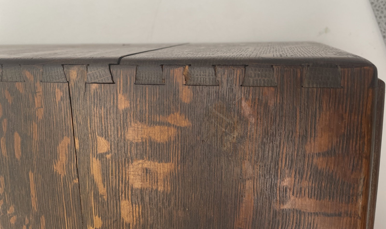 ANTIQUE LARGE MACY OAK 2 DRAWER DOVETAILED FILE BOX - 8