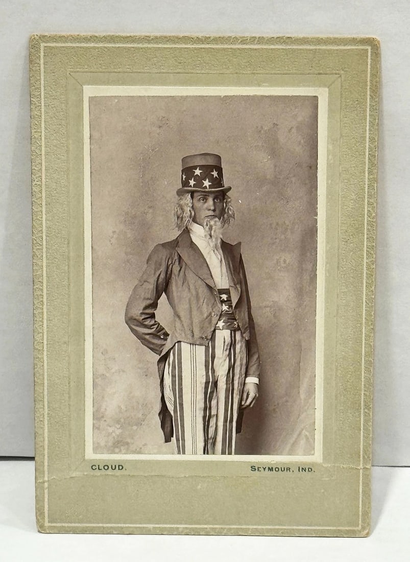 Patriotic Handsome Uncle Sam CDV Striking a Pose Al Mesel, Age 16 Dated 1894 - 2