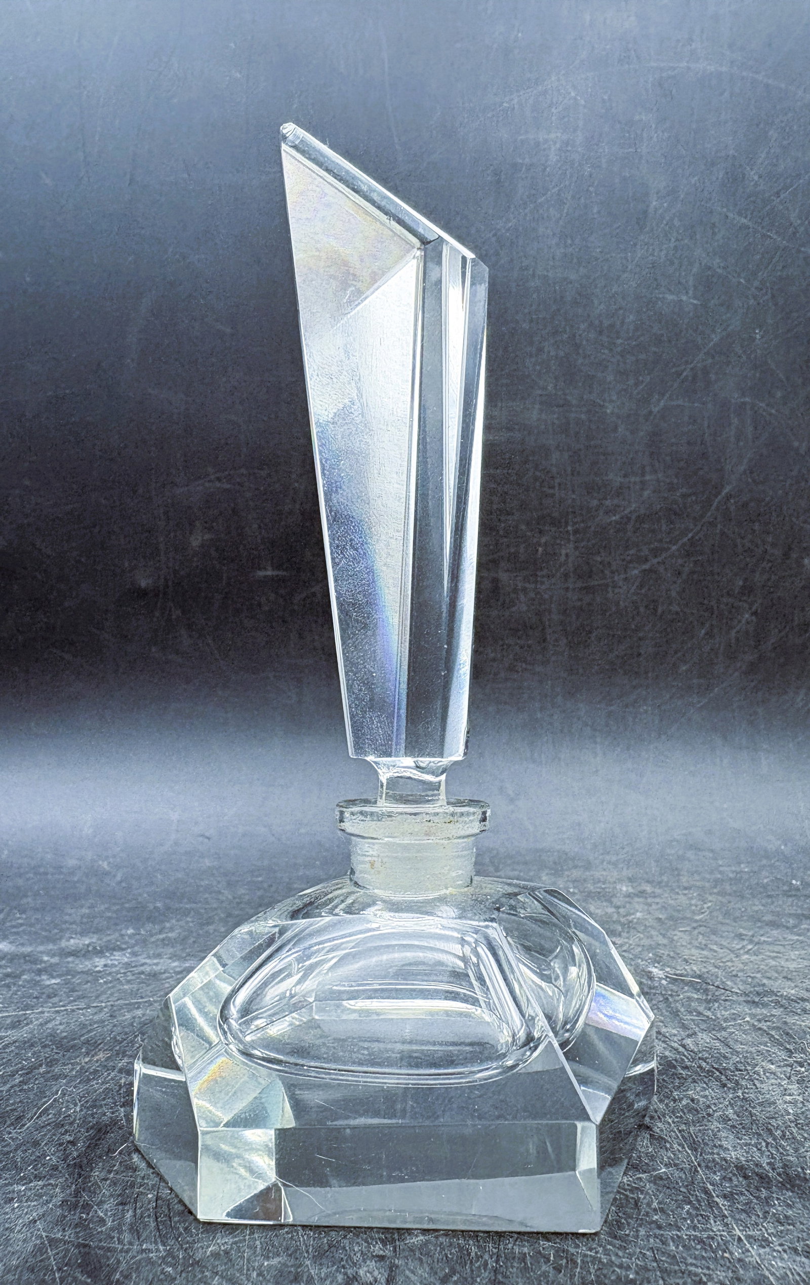 Art Deco Irice by Irving Rice Crystal Perfume Bottle with Geometric Stopper, Japan - 4