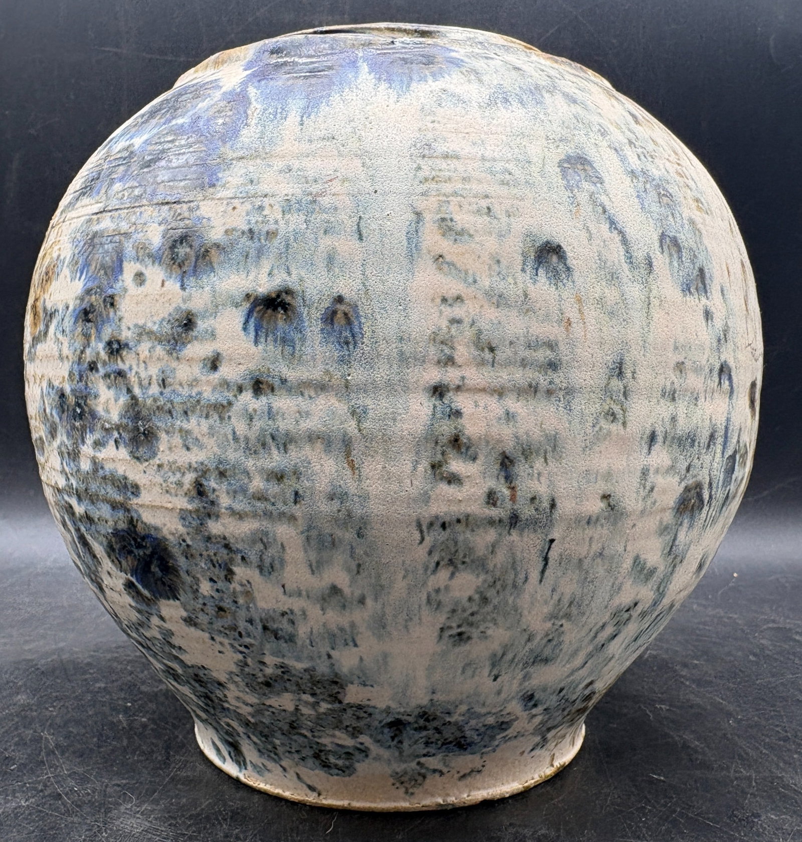 Signed Franklin Studio Art Pottery Vessel Blue Crystalline Glaze Ceramic Vase - 4