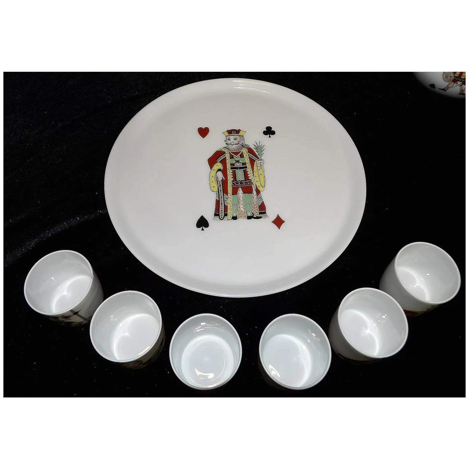 Vintage Porcelaine de Paris Neiman Marcus Limoges France 9 piece Liquor Decanter with King, Queen, - 3