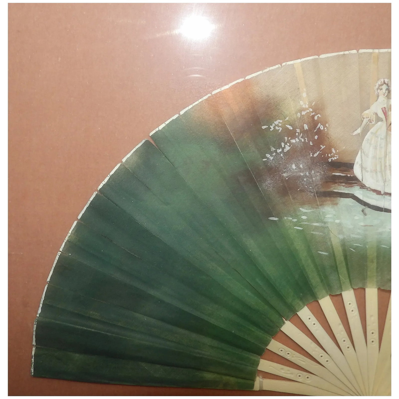 Antique Early 19th Century Hand Painted Fan in Frame - 5